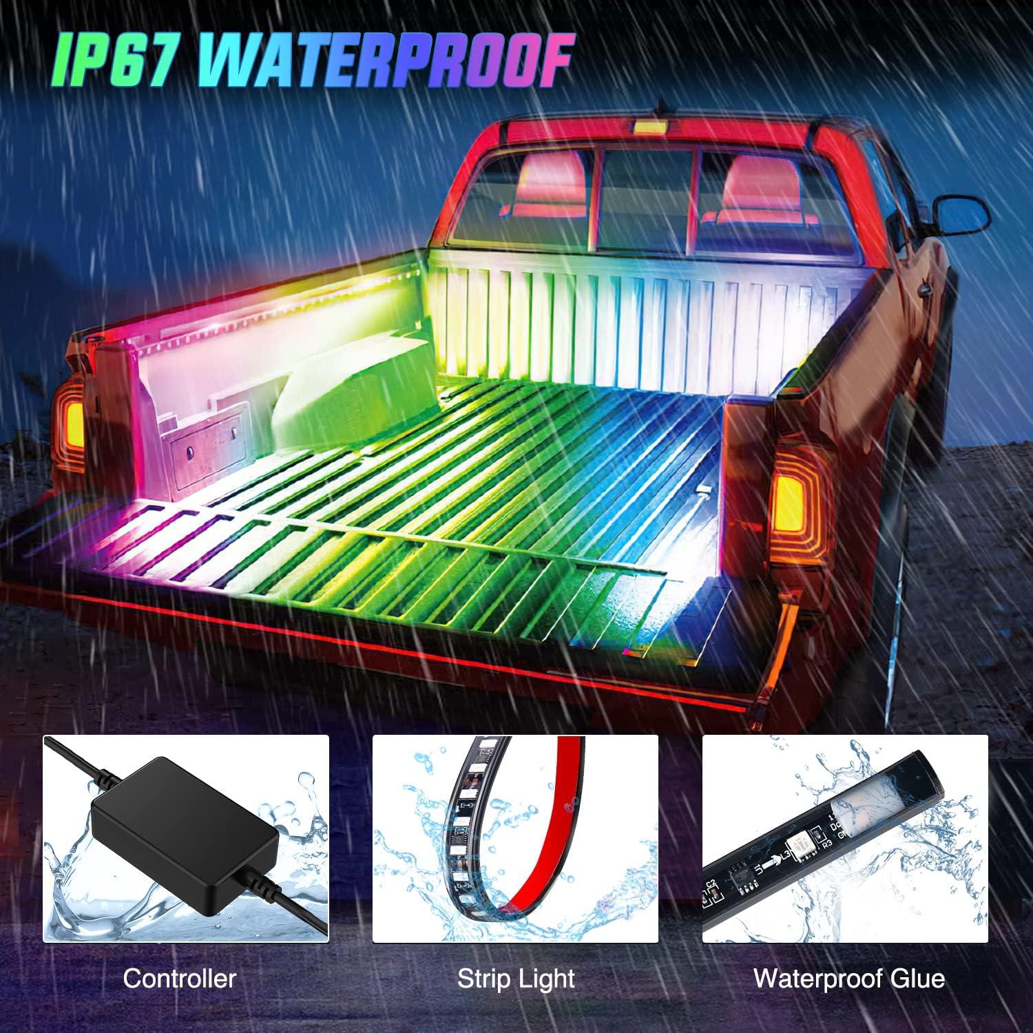 imageNilight Truck Bed Light Strip RGBIC LED Bar for Pickup Multi Dream Color DIY Music Synchronous with APP and RF Remote Control 2PCS 60 inch Cargo Lighting2Pcs RGBIC Bed Strip APP