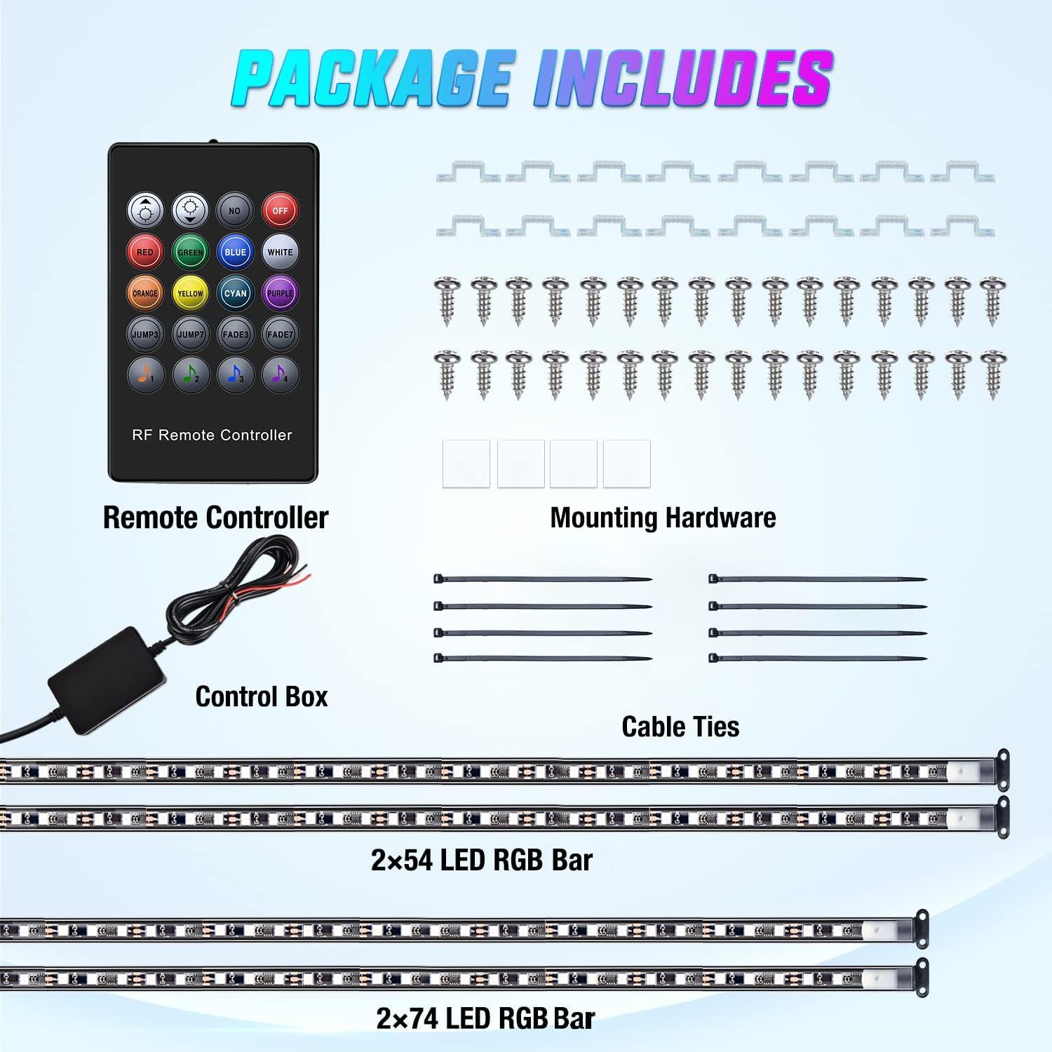 imageNilight Truck Bed Light Strip RGBIC LED Bar for Pickup Multi Dream Color DIY Music Synchronous with APP and RF Remote Control 2PCS 60 inch Cargo Lighting4Pcs Underglow Light Strip