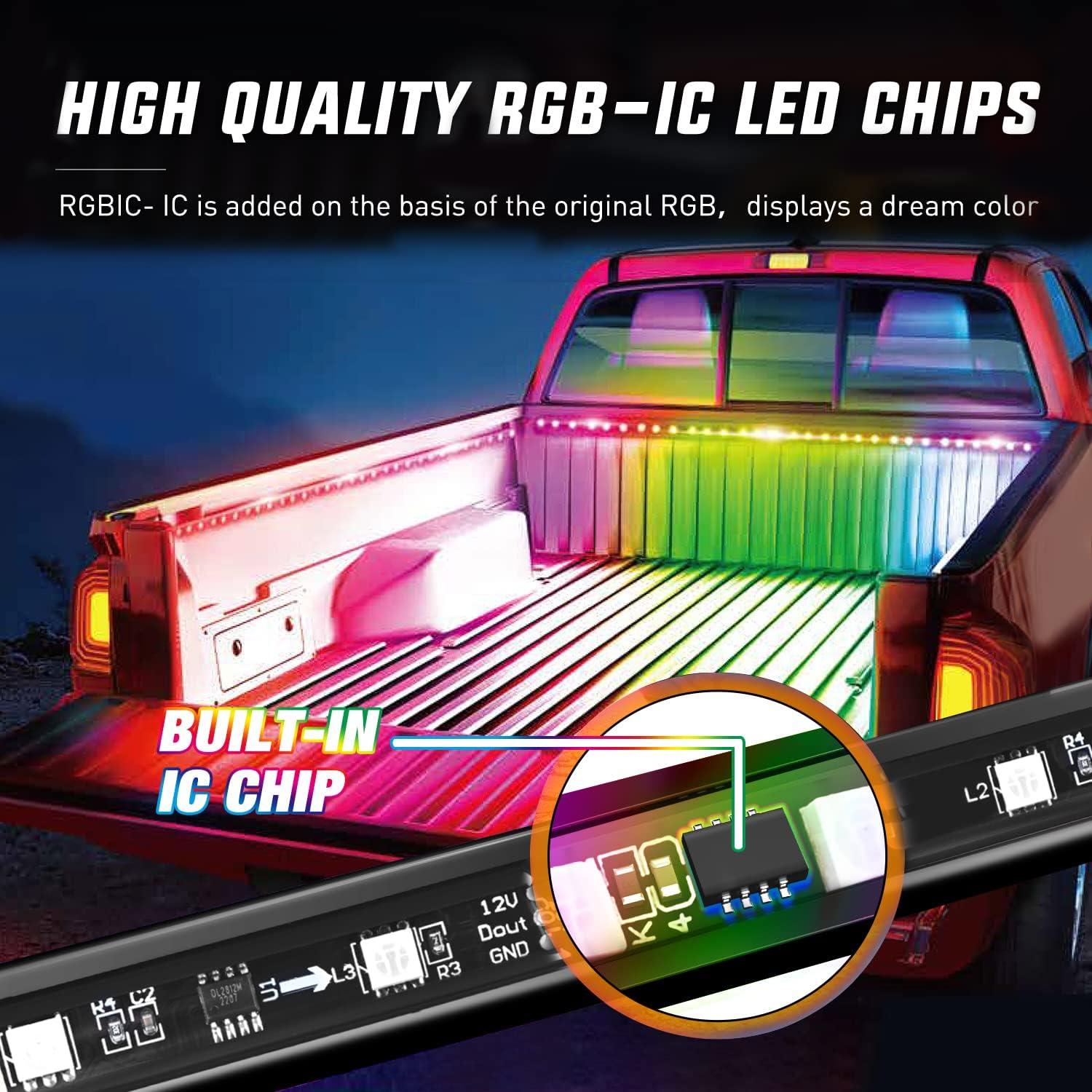 imageNilight Truck Bed Light Strip RGBIC LED Bar for Pickup Multi Dream Color DIY Music Synchronous with APP and RF Remote Control 3PCS 60 inch Cargo LightingRGBIC