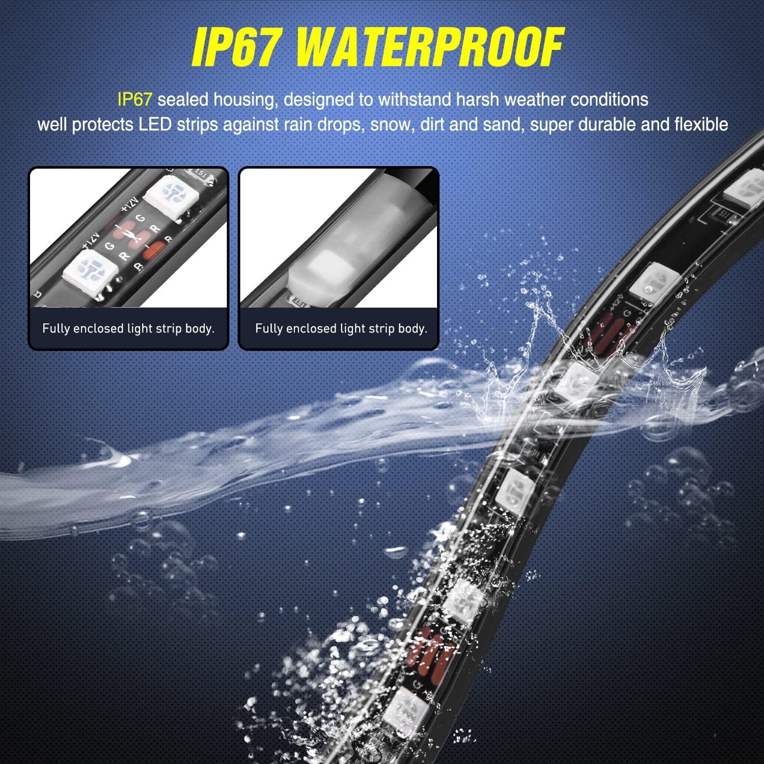 imageNilight Truck Bed Light Strip RGBIC LED Bar for Pickup Multi Dream Color DIY Music Synchronous with APP and RF Remote Control 3PCS 60 inch Cargo LightingRGB Red  Green  Blue