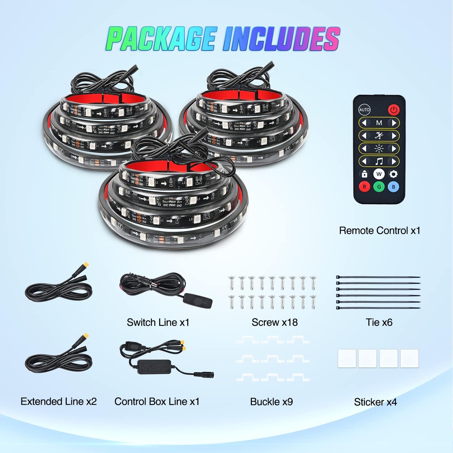 imageNilight Truck Bed Light Strip RGBIC LED Bar for Pickup Multi Dream Color DIY Music Synchronous with APP and RF Remote Control 3PCS 60 inch Cargo LightingRGBIC