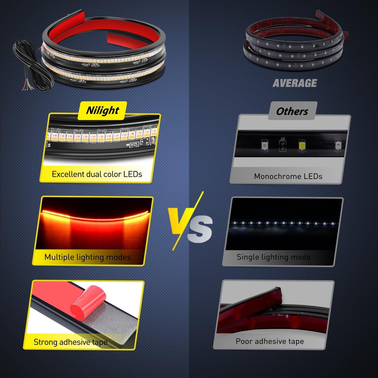 imageNilight Truck LED Running Board Lights 2 PCS 48nch Side Maker Light with White Courtesy ampamp Sequential Amber Turn Signal Lighting Strips Kit for Trucks Pickup SUV30 UTV Tailgate Light Strip