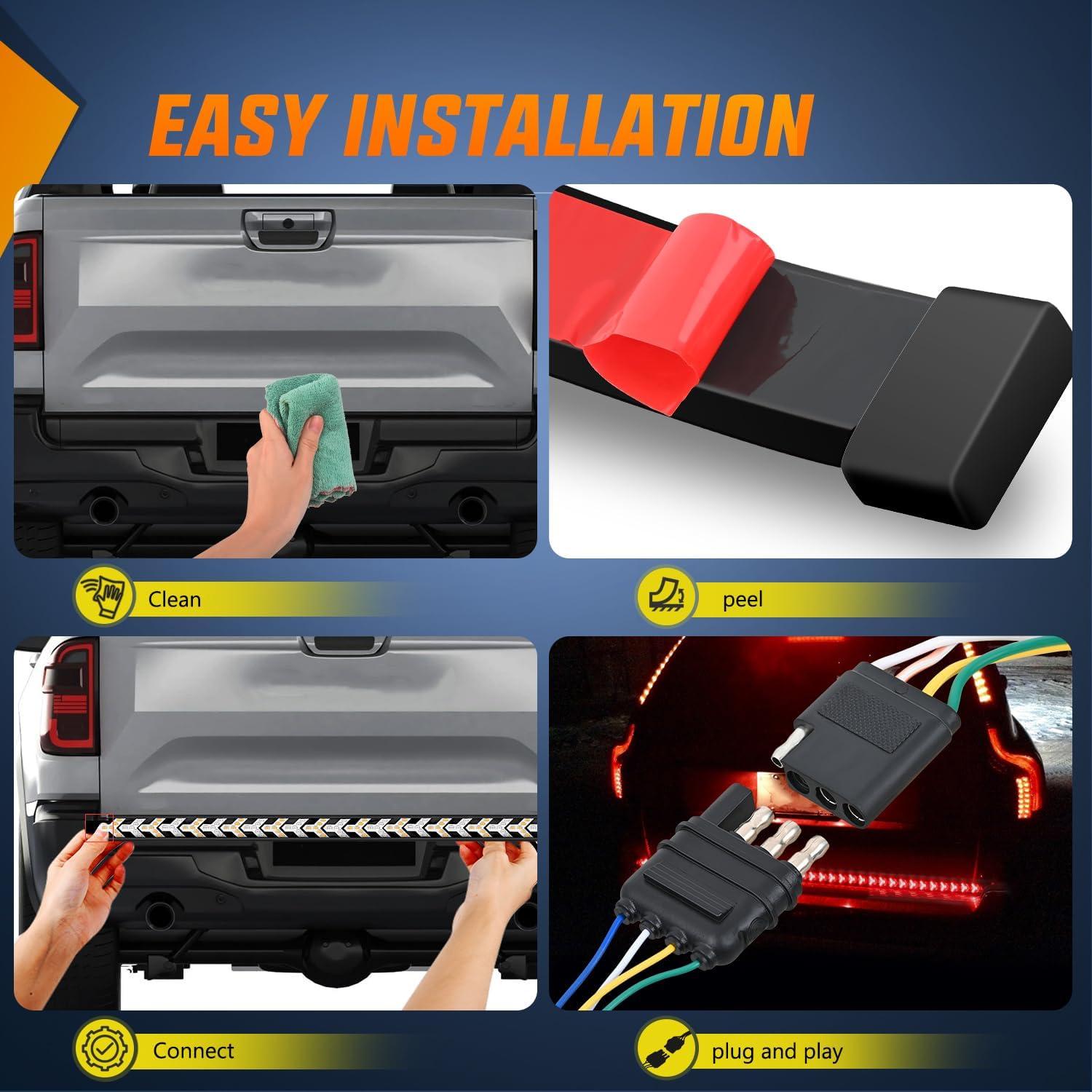 imageNilight Truck LED Running Board Lights 2 PCS 48nch Side Maker Light with White Courtesy ampamp Sequential Amber Turn Signal Lighting Strips Kit for Trucks Pickup SUV48 Tailgate Light Strip Arrow