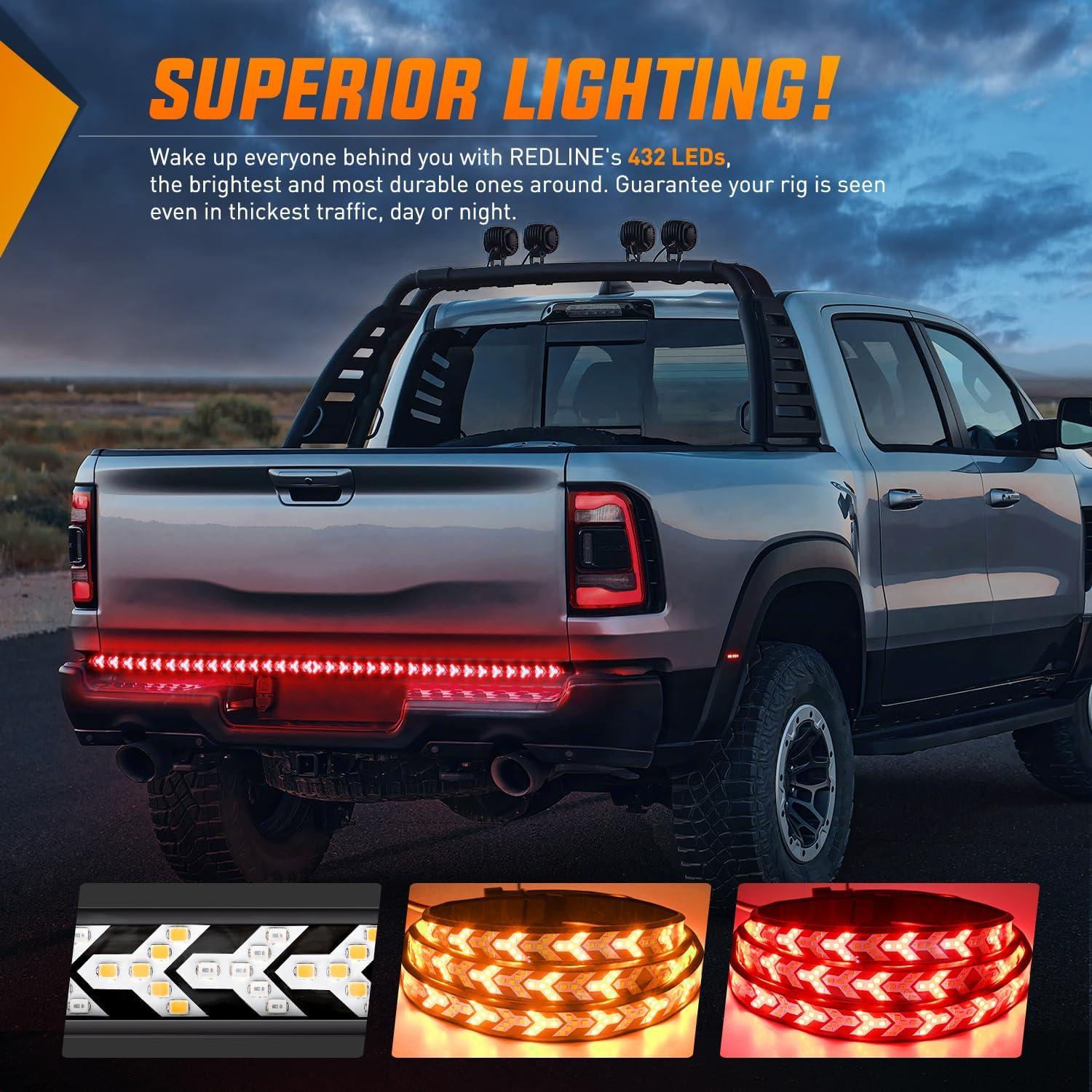 imageNilight Truck LED Running Board Lights 2 PCS 48nch Side Maker Light with White Courtesy ampamp Sequential Amber Turn Signal Lighting Strips Kit for Trucks Pickup SUV48 Tailgate Light Strip Arrow