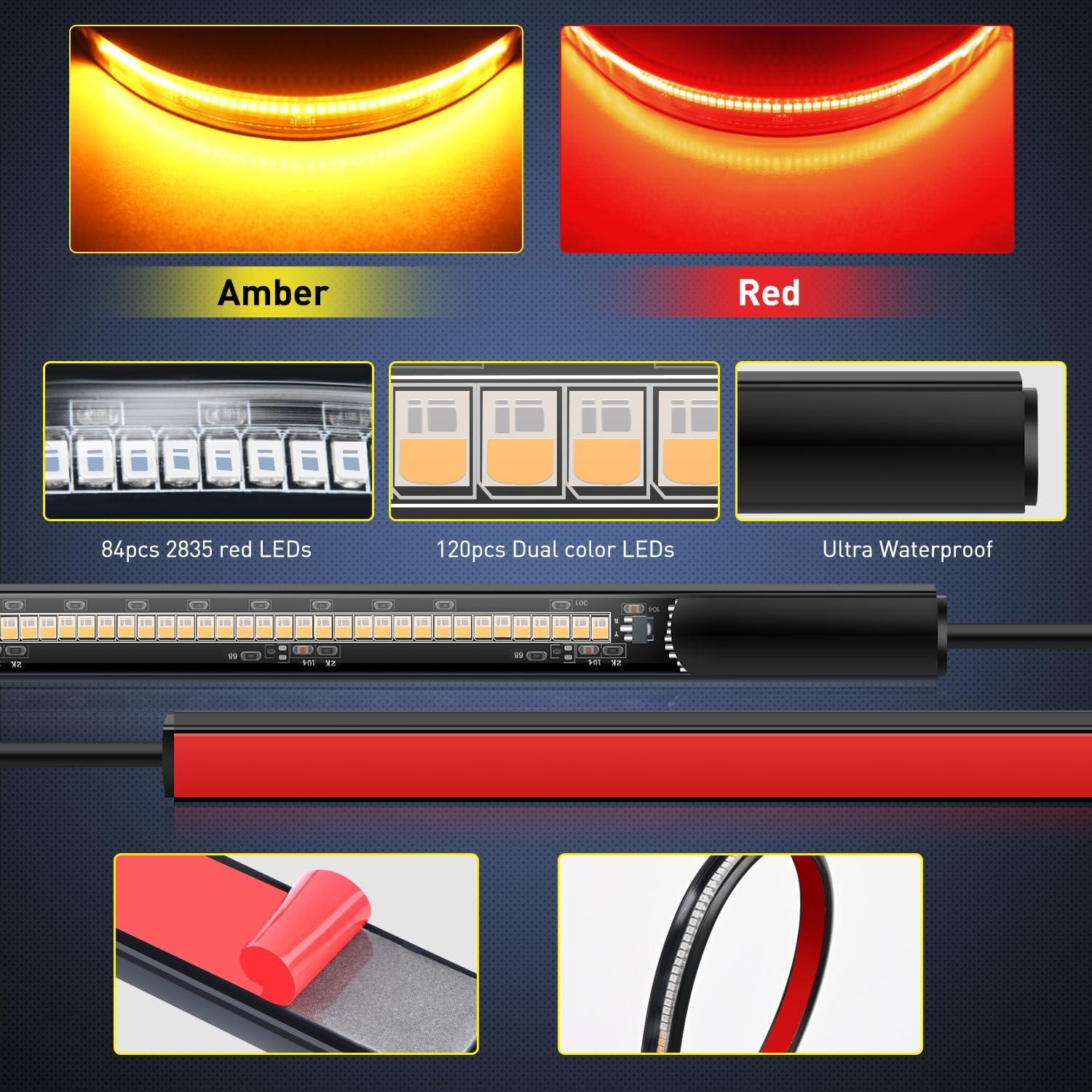 imageNilight Truck LED Running Board Lights 2 PCS 48nch Side Maker Light with White Courtesy ampamp Sequential Amber Turn Signal Lighting Strips Kit for Trucks Pickup SUV30 UTV Tailgate Light Strip