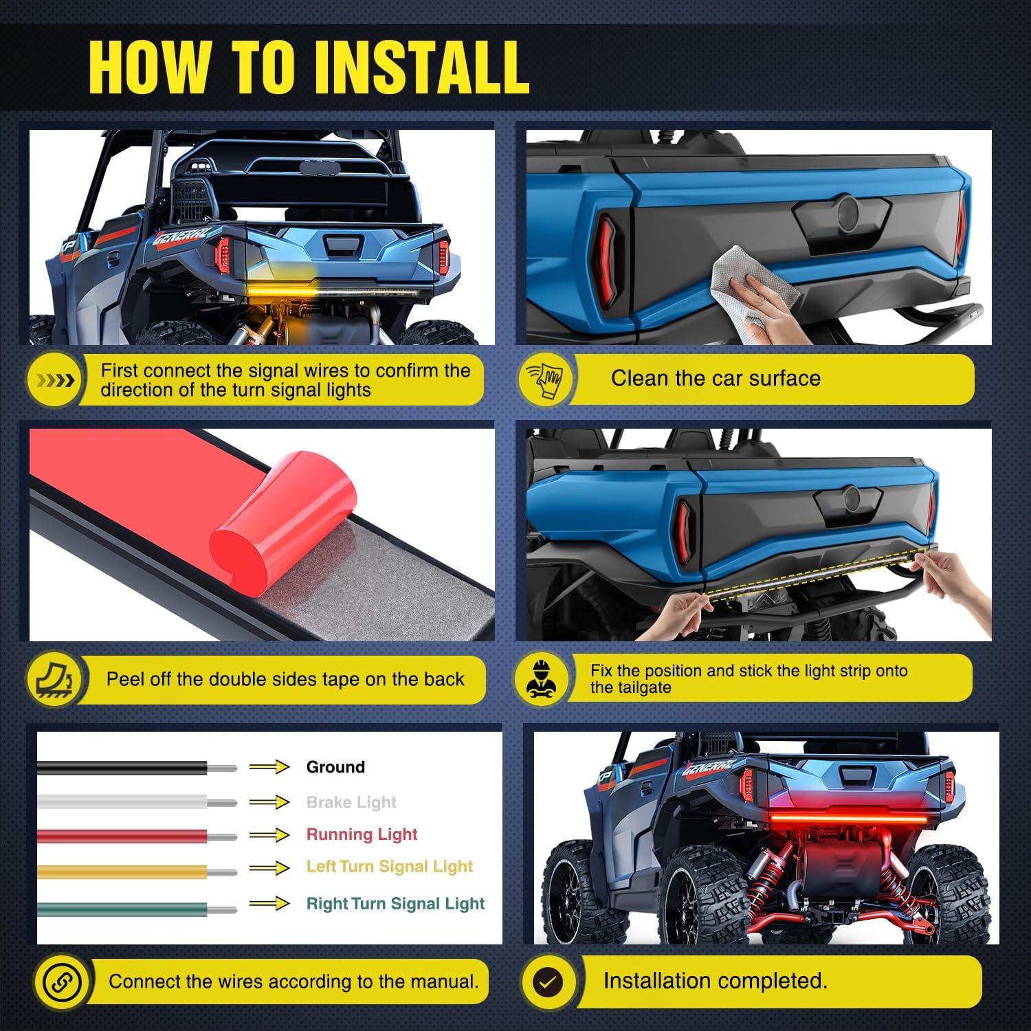 imageNilight Truck LED Running Board Lights 2 PCS 48nch Side Maker Light with White Courtesy ampamp Sequential Amber Turn Signal Lighting Strips Kit for Trucks Pickup SUV30 UTV Tailgate Light Strip