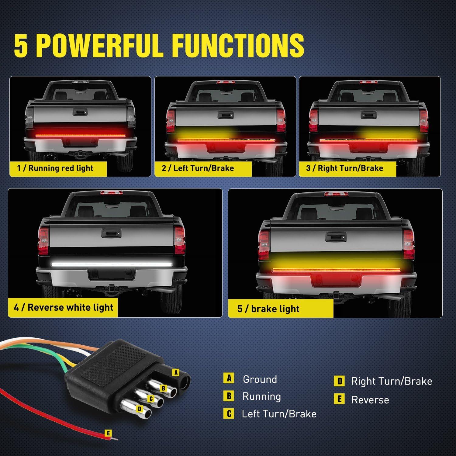 imageNilight Truck LED Running Board Lights 2 PCS 48nch Side Maker Light with White Courtesy ampamp Sequential Amber Turn Signal Lighting Strips Kit for Trucks Pickup SUV60 Tailgate Light Strip 504 LEDs