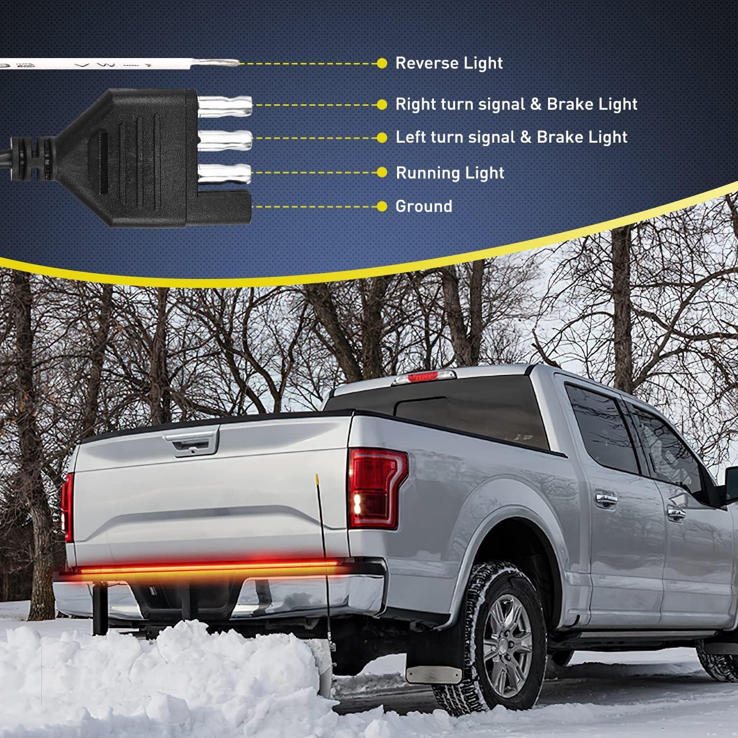 imageNilight Truck Tailgate Light Strip 48quot Aluminum Frame Triple Row 780 LED Strip with Red Running Brake Lights White Reverse Amber Sequential Turn Signals Strobe Lights2 Years Warranty48 Aluminum Frame LED Strip