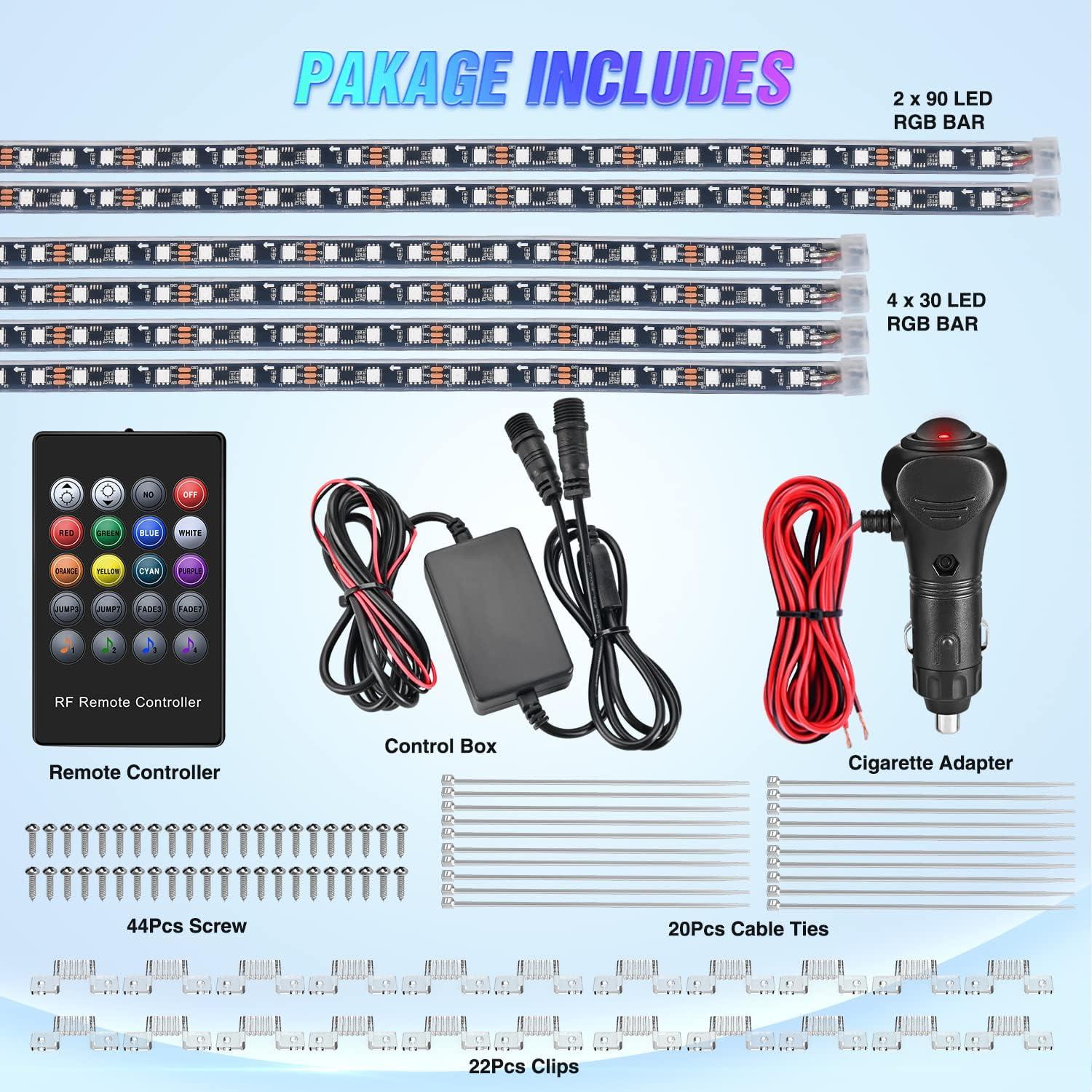 imageNilight Truck Tailgate Light Strip 60quot Aluminum FrameTriple Row Light Bar 1200 LED w Red Running Brake White Reverse Light Red Sequential Turn Signal6Pcs RGB Underglow Light