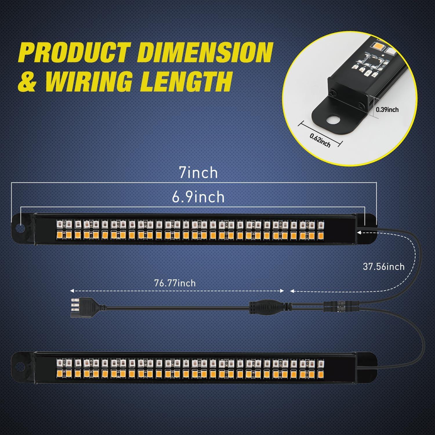 imageNilight Truck Tailgate Light Strip 7 Inch Aluminum Frame Double Row 60 LED Red Running Brake Amber Sequential Turn Signals Strobe Lights Bar for Trailer Hitch Cargo Carrier Luggage Rack