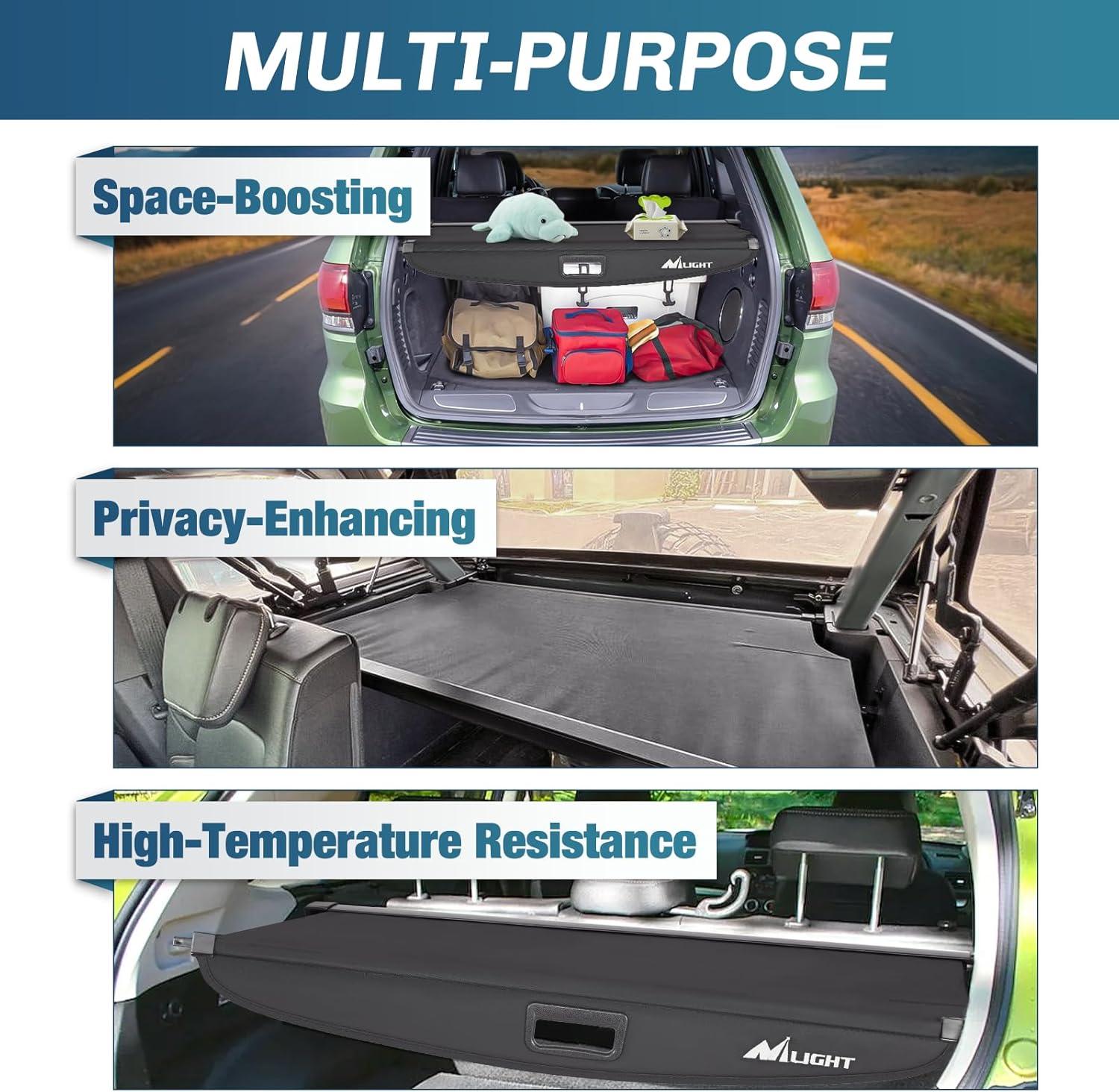 imageNilight Trunk Cargo Cover for Honda HRV 2023 2024 Retractable Security Shade Rear Cargo Cover with Trunk Storage Net