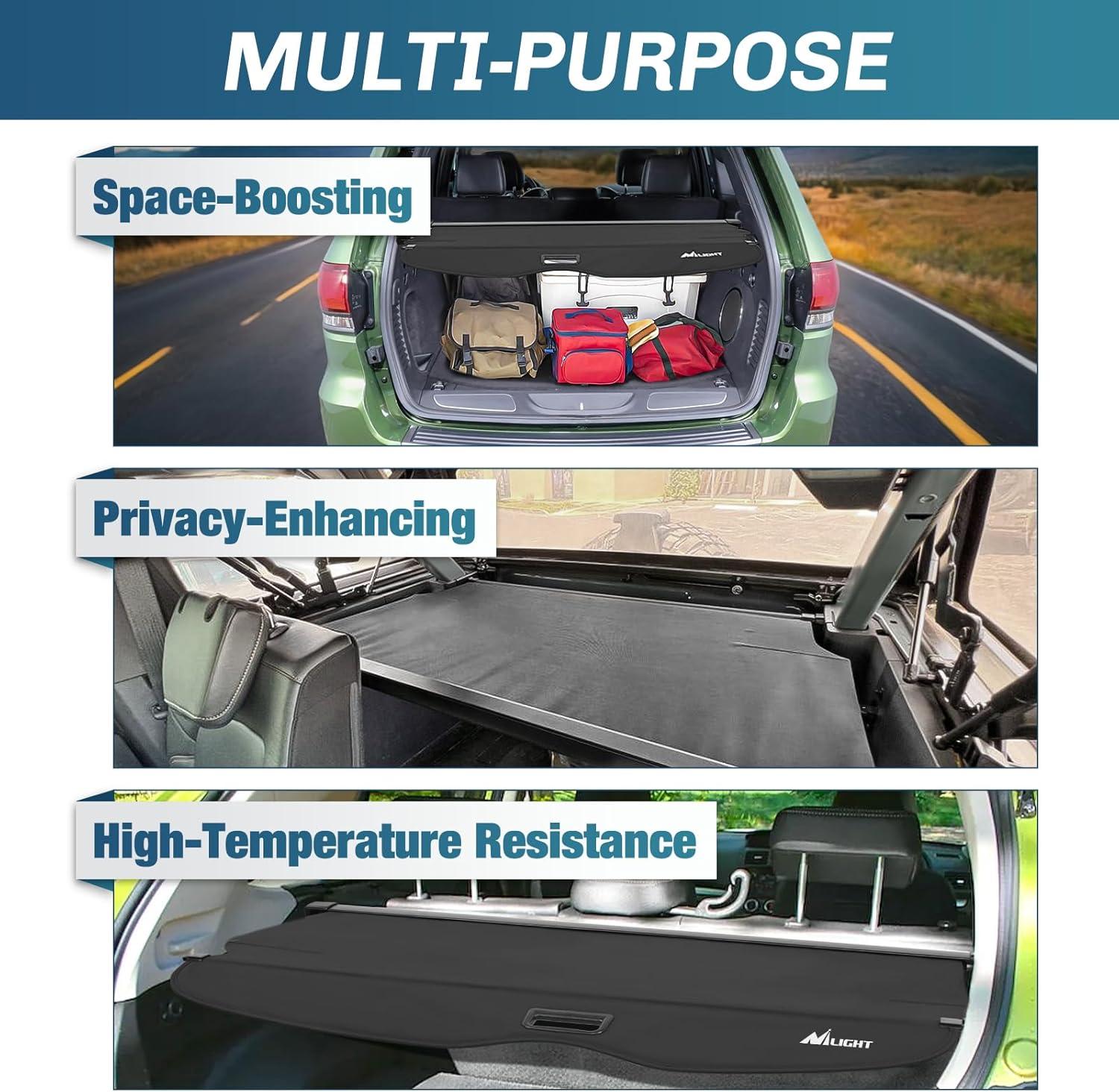 imageNilight Trunk Cargo Cover for Jeep Grand Cherokee Accessories 20112021 Retractable Security Shade Rear Cargo Cover with Trunk Storage Net 1Pack20112021 Jeep Grand Cherokee