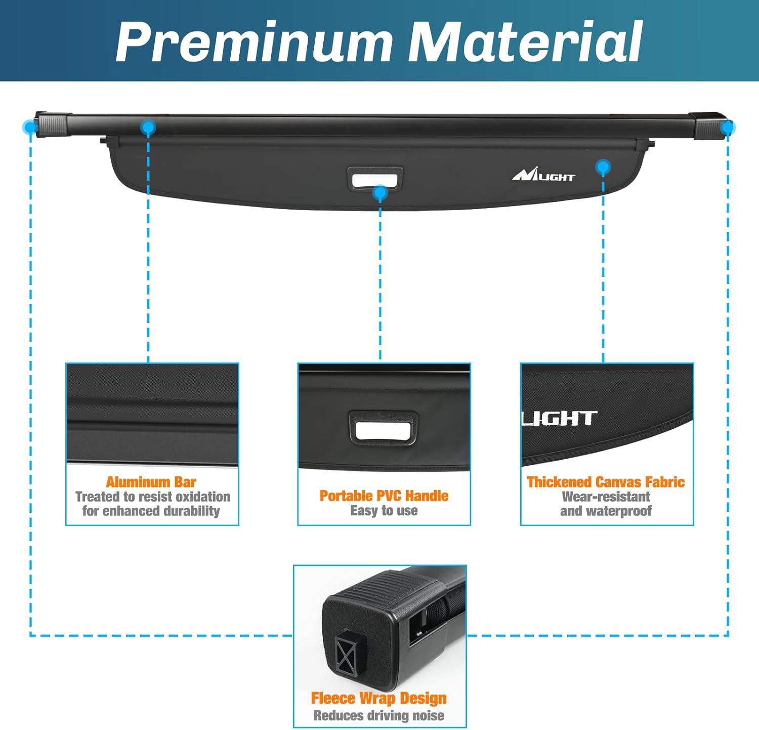 imageNilight Trunk Cargo Cover for Jeep Grand Cherokee L 3 Row 2021 2022 2023 2024 2025 Retractable Security Shade Rear Cargo Cover with Trunk Storage Net20212025 Jeep Grand Cherokee L