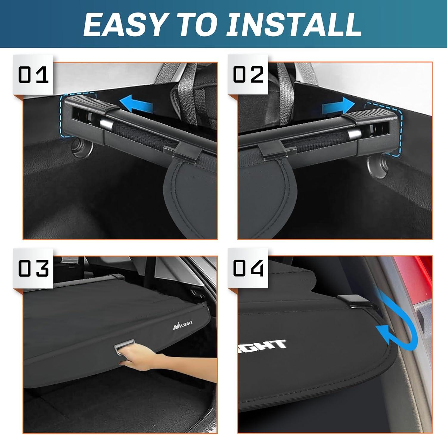 imageNilight Trunk Cargo Cover for Jeep Grand Cherokee L 3 Row 2021 2022 2023 2024 2025 Retractable Security Shade Rear Cargo Cover with Trunk Storage Net20212025 Jeep Grand Cherokee L