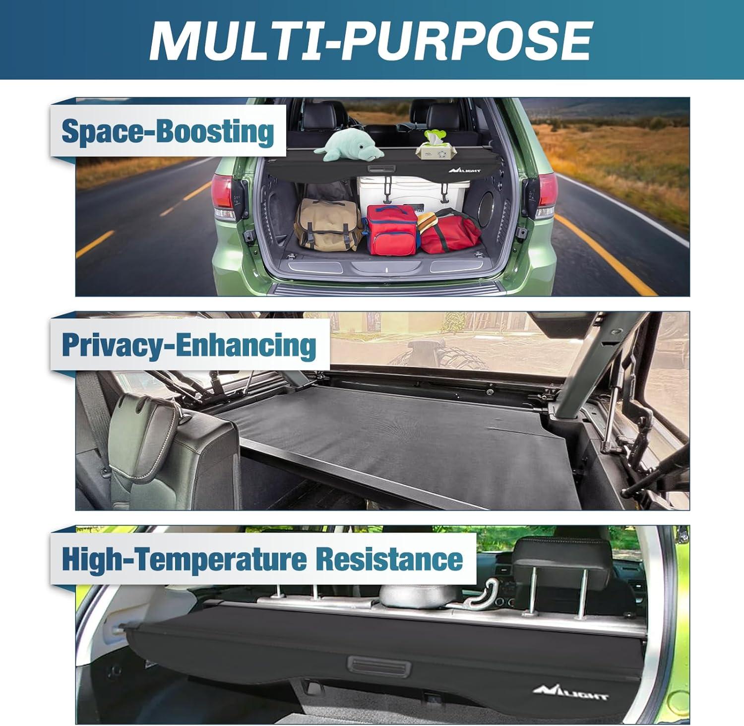 imageNilight Trunk Cargo Cover for Jeep Grand Cherokee L 3 Row 2021 2022 2023 2024 2025 Retractable Security Shade Rear Cargo Cover with Trunk Storage Net20132019 Ford Escape