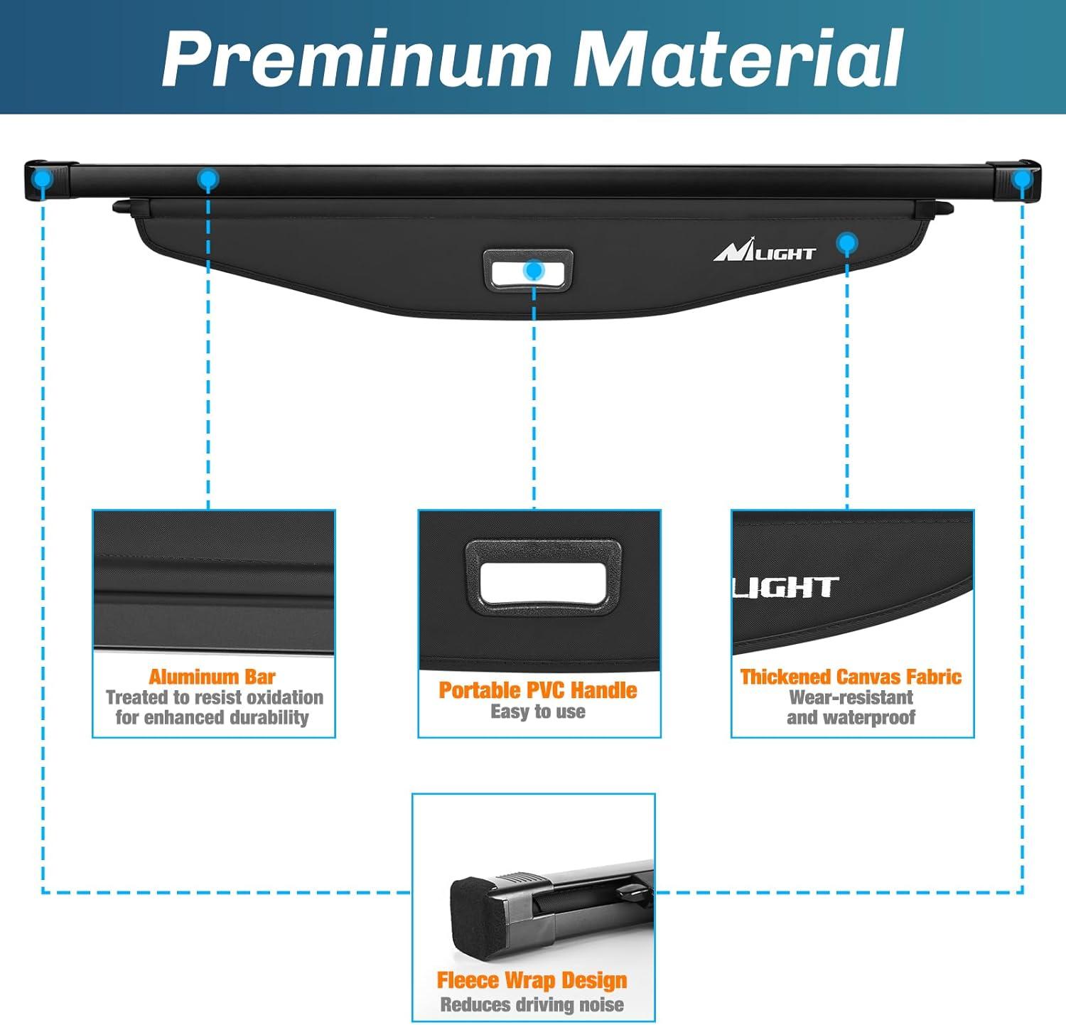 imageNilight Trunk Cargo Cover for Jeep Grand Cherokee L 3 Row 2021 2022 2023 2024 2025 Retractable Security Shade Rear Cargo Cover with Trunk Storage Net20182025 Chevy EquinoxGMC Terrain