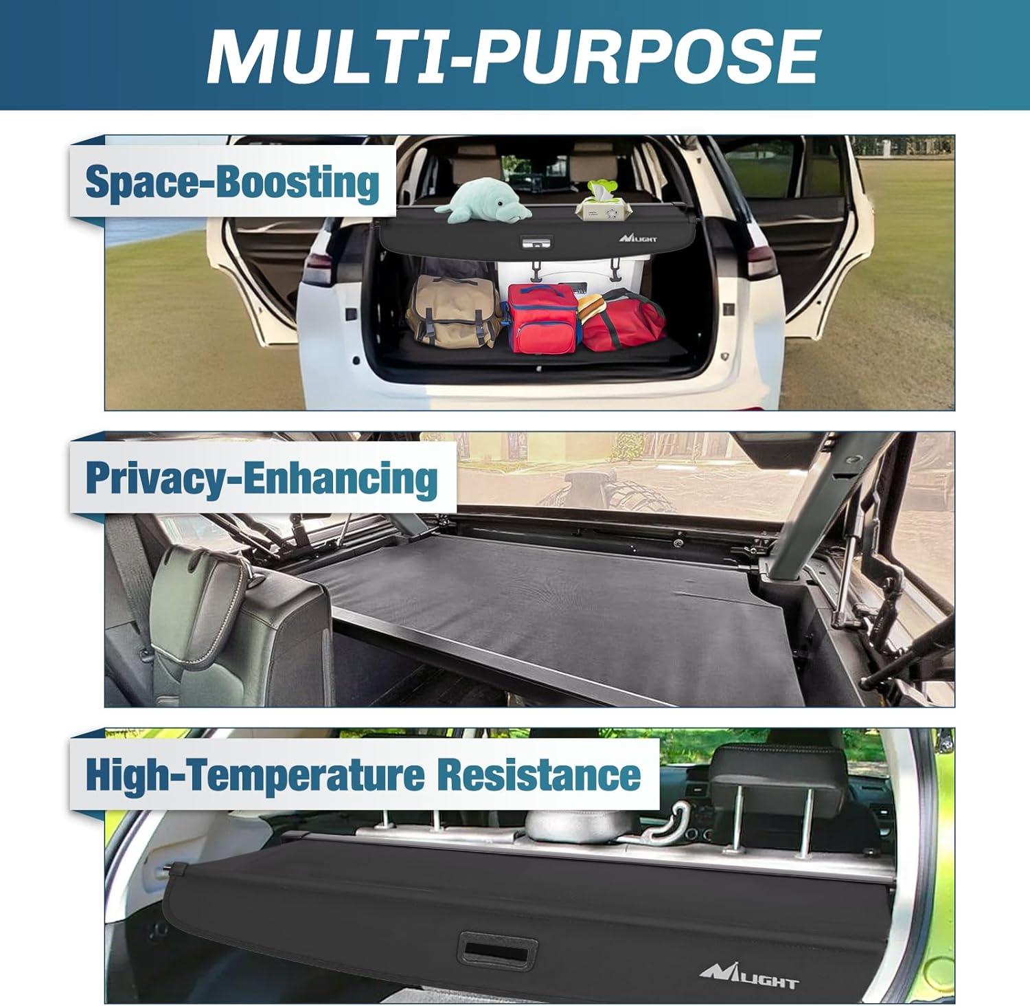 imageNilight Trunk Cargo Cover for Jeep Grand Cherokee L 3 Row 2021 2022 2023 2024 2025 Retractable Security Shade Rear Cargo Cover with Trunk Storage Net20212025 Jeep Grand Cherokee L