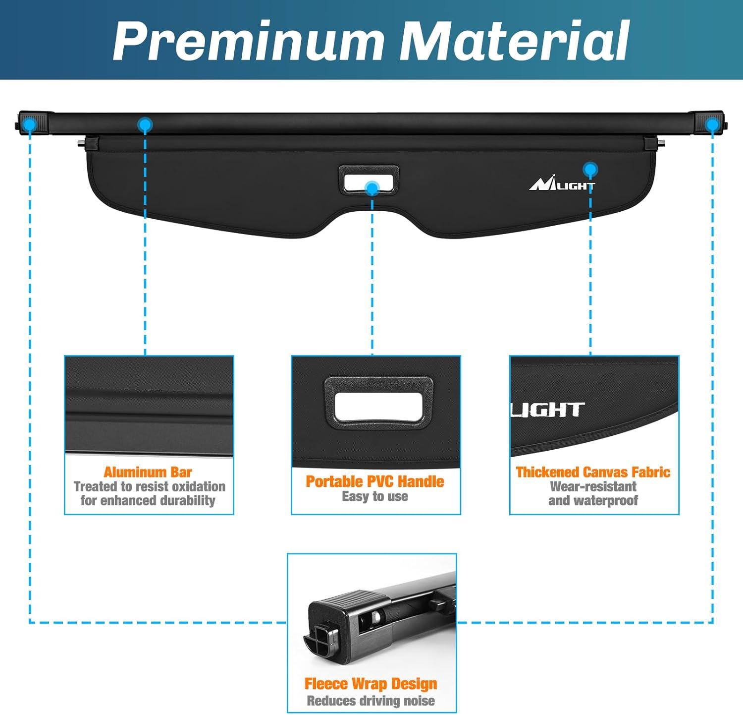 imageNilight Trunk Cargo Cover for Jeep Grand Cherokee L 3 Row 2021 2022 2023 2024 2025 Retractable Security Shade Rear Cargo Cover with Trunk Storage Net20192025 Chevrolet Blazer