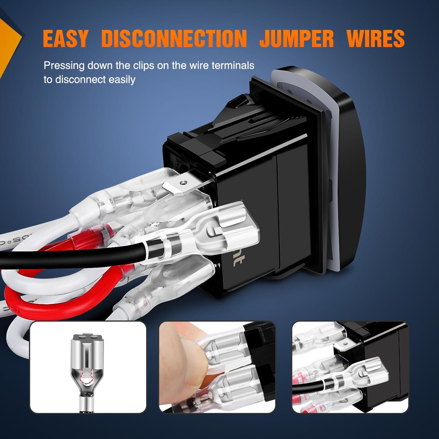 imageNilight Turn Signal Switch Blue 4Pin ONOffON Laser Etched SPDT Toggle Rocker Switches 12V 20A 24V 10A Jumper Wires for Cars RVs Campers TrailersGreen Turn Signal wFlasher