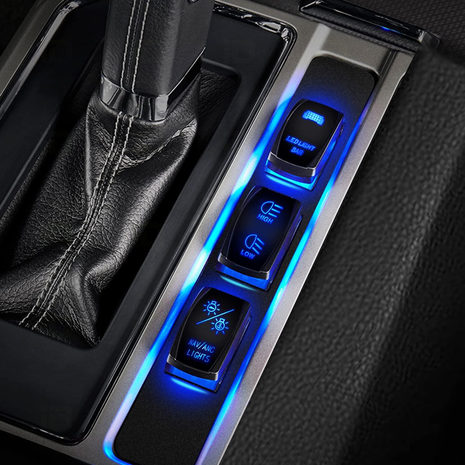 imageNilight Turn Signal Switch Blue 4Pin ONOffON Laser Etched SPDT Toggle Rocker Switches 12V 20A 24V 10A Jumper Wires for Cars RVs Campers TrailersNAVANC LIGHTS