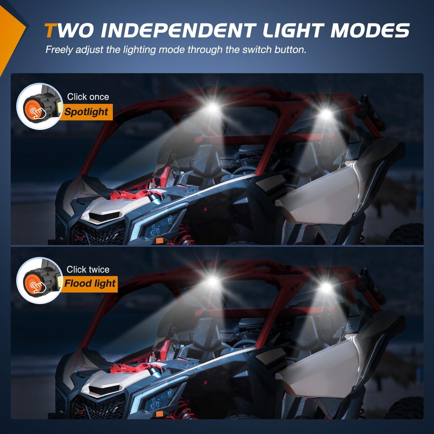 imageNilight UTV Dome Light Universal 1520 Roll Bar Mount LED Interior Spot Flood Combo Beam LED Lights for UTVs ATVs CanAm Polaris RZR Dune Buggy Golf Cart OffRoad Vehicle Boat2PCS UTV Dome Light