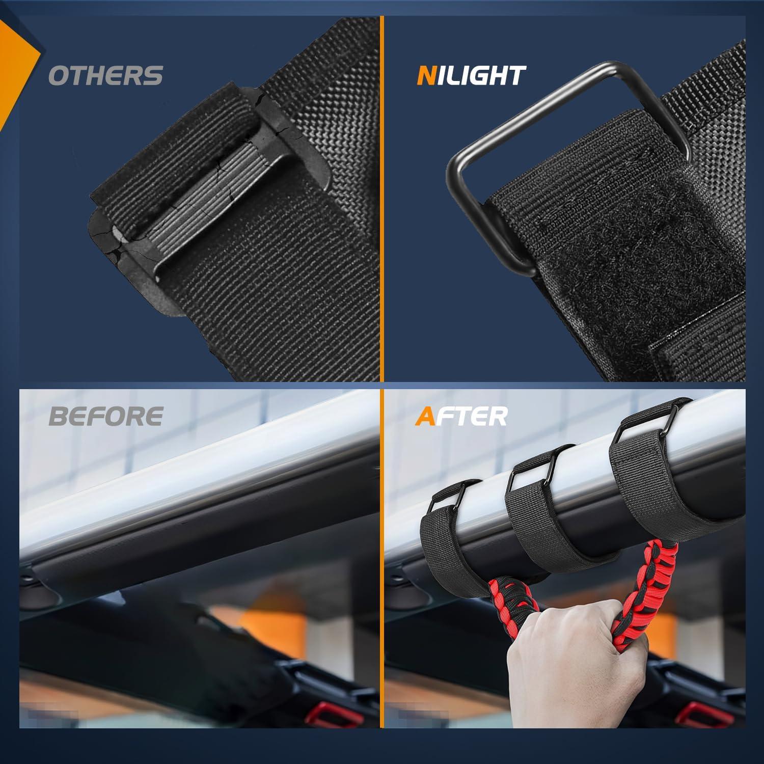 imageNilight UTV Dome Light Universal 1520 Roll Bar Mount LED Interior Spot Flood Combo Beam LED Lights for UTVs ATVs CanAm Polaris RZR Dune Buggy Golf Cart OffRoad Vehicle Boat2PCS Jeep Black Red Grab Handle