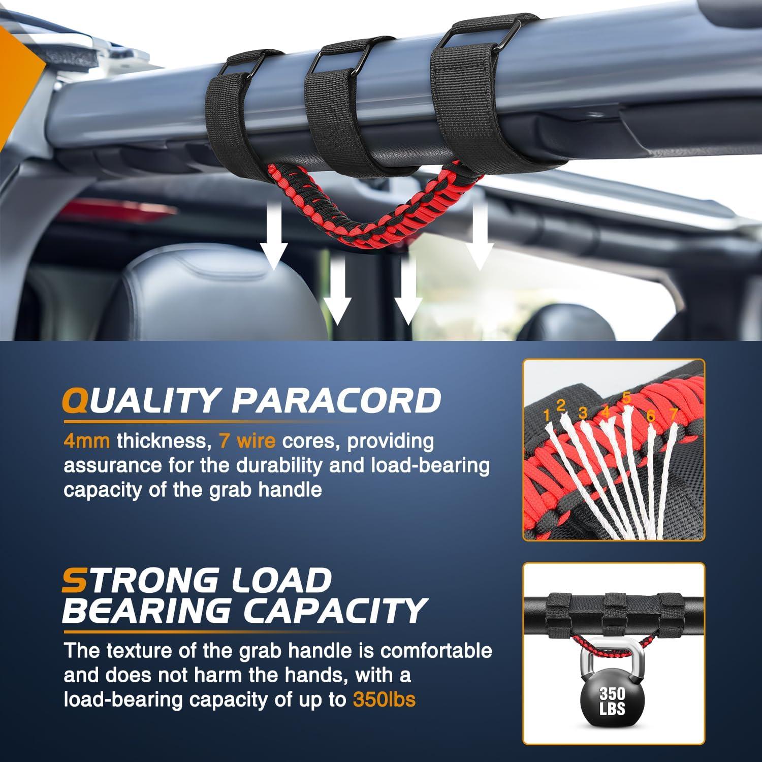 imageNilight UTV Dome Light Universal 1520 Roll Bar Mount LED Interior Spot Flood Combo Beam LED Lights for UTVs ATVs CanAm Polaris RZR Dune Buggy Golf Cart OffRoad Vehicle Boat2PCS Jeep Black Red Grab Handle