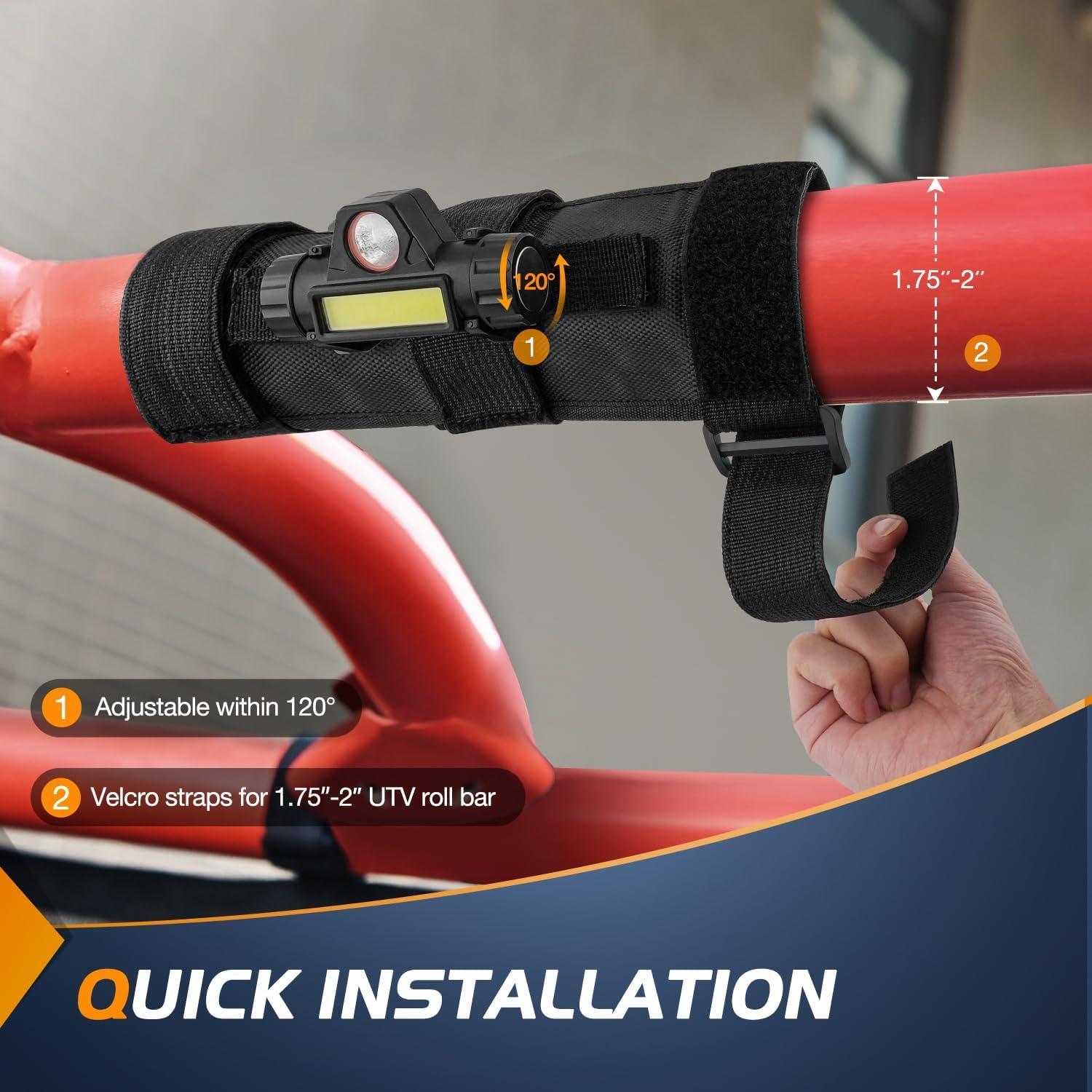 imageNilight UTV Dome Light Universal 1520 Roll Bar Mount LED Interior Spot Flood Combo Beam LED Lights for UTVs ATVs CanAm Polaris RZR Dune Buggy Golf Cart OffRoad Vehicle Boat2PCS UTV Dome Light wGrab Handle