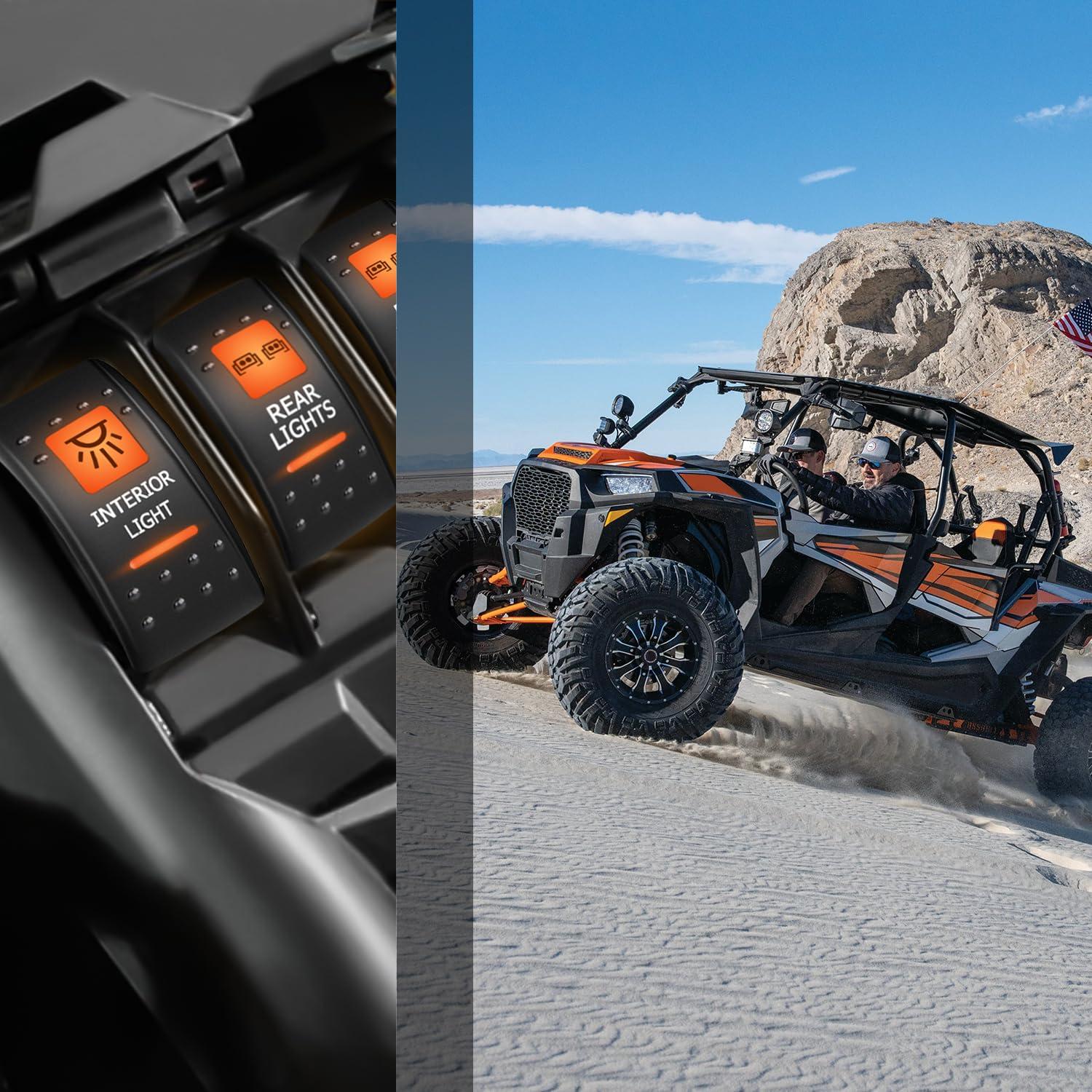 imageNilight UTV Driving Lights Rocker Switch On Off 5 PIN SPST LED Light Bar Switches with Orange Backlit 12V 24V Toggle with Jumper Wires Set for ATVs UTVs Cars Trucks RVsINTERIOR LIGHT