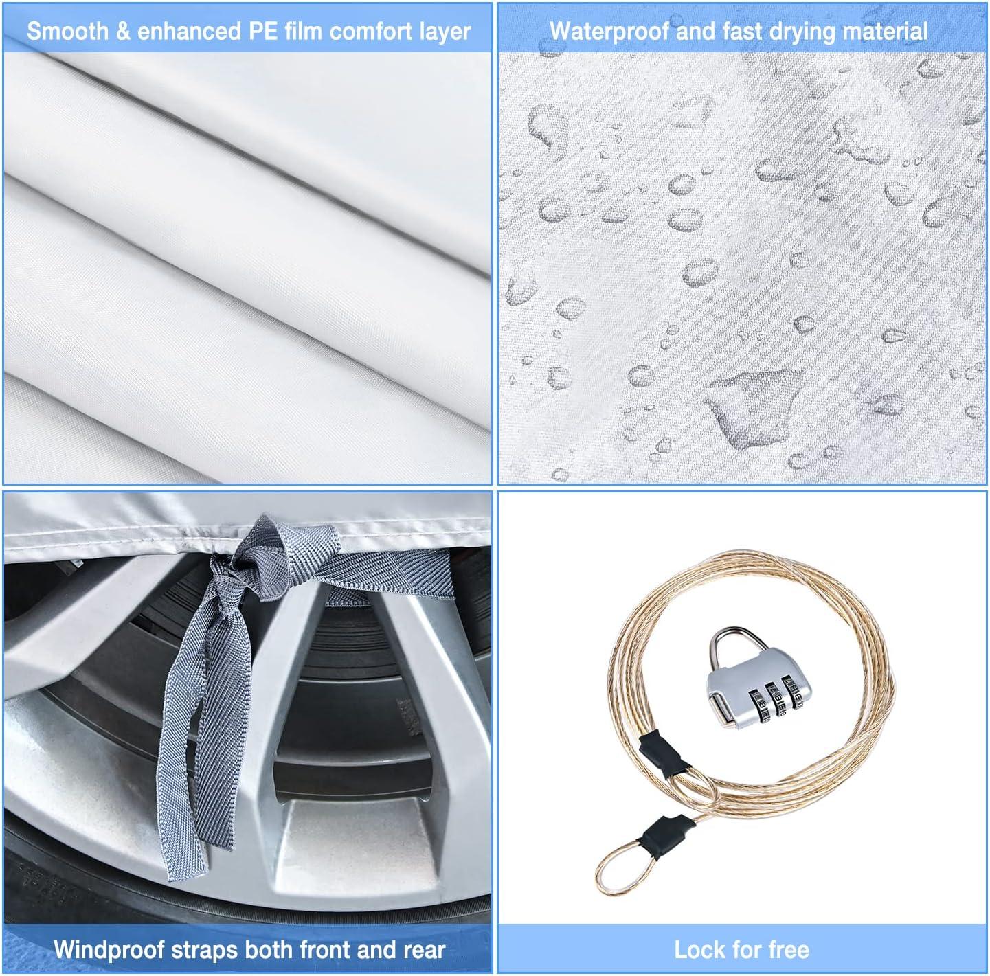 imageNilight Waterproof Car Cover All Weather Snowproof UV Protection Windproof Outdoor Full car Cover Oxford Material Door Shape Zipper Design Universal Fit for Sedan Length 186 to 193 inchFit SUV Jeep 183 to 190 inch