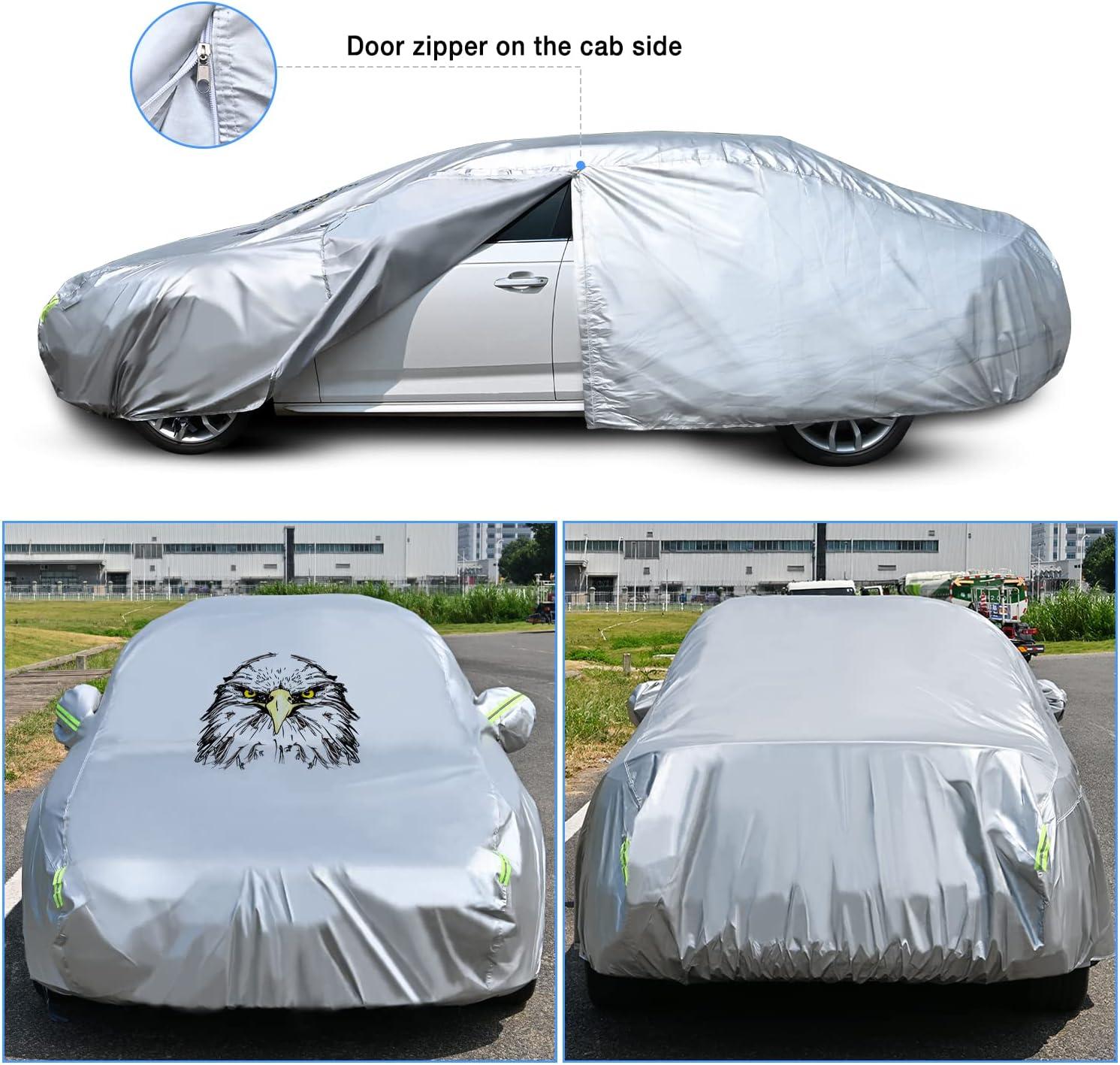 imageNilight Waterproof Car Cover All Weather Snowproof UV Protection Windproof Outdoor Full car Cover Oxford Material Door Shape Zipper Design Universal Fit for Sedan Length 186 to 193 inchFit Sedan 186 to 193 inch