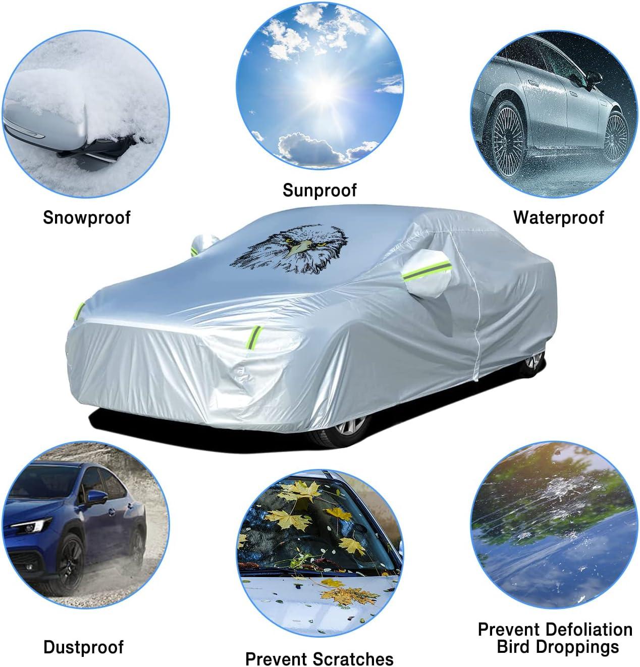 imageNilight Waterproof Car Cover All Weather Snowproof UV Protection Windproof Outdoor Full car Cover Oxford Material Door Shape Zipper Design Universal Fit for Sedan Length 186 to 193 inchFit Sedan 186 to 193 inch