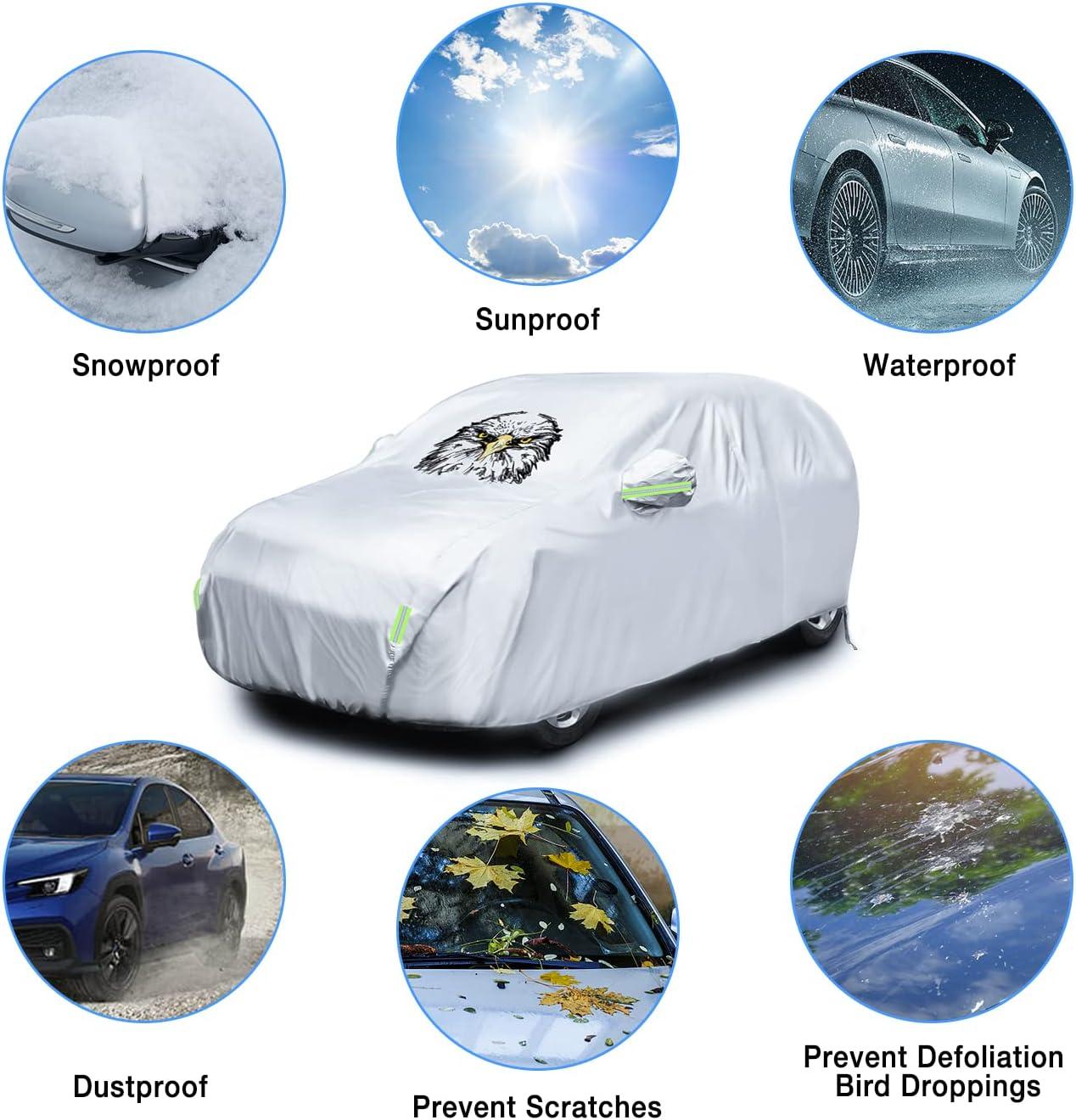 imageNilight Waterproof Car Cover All Weather Snowproof UV Protection Windproof Outdoor Full car Cover Oxford Material Door Shape Zipper Design Universal Fit for Sedan Length 186 to 193 inchFit SUV Jeep 183 to 190 inch