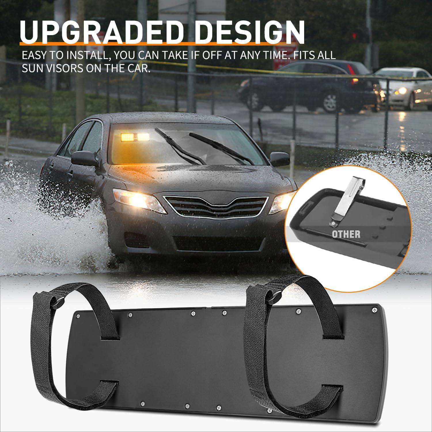 imageNilight White 48LED Visor Strobe Lights Interior Windshield Emergency Warning Light Super Bright for Police Enforcement Firefighters Vehicle TrucksAmber and White