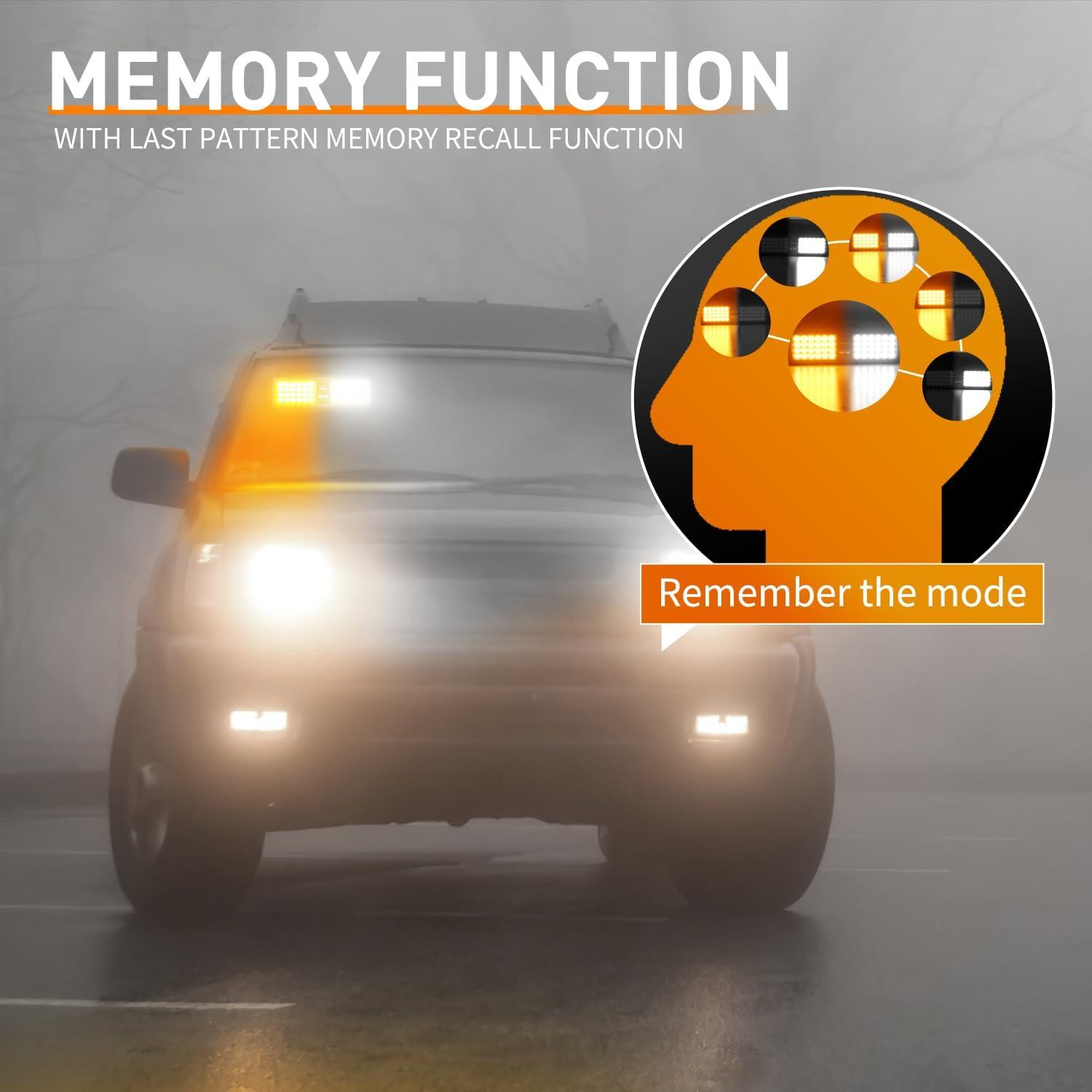 imageNilight White 48LED Visor Strobe Lights Interior Windshield Emergency Warning Light Super Bright for Police Enforcement Firefighters Vehicle TrucksAmber and White