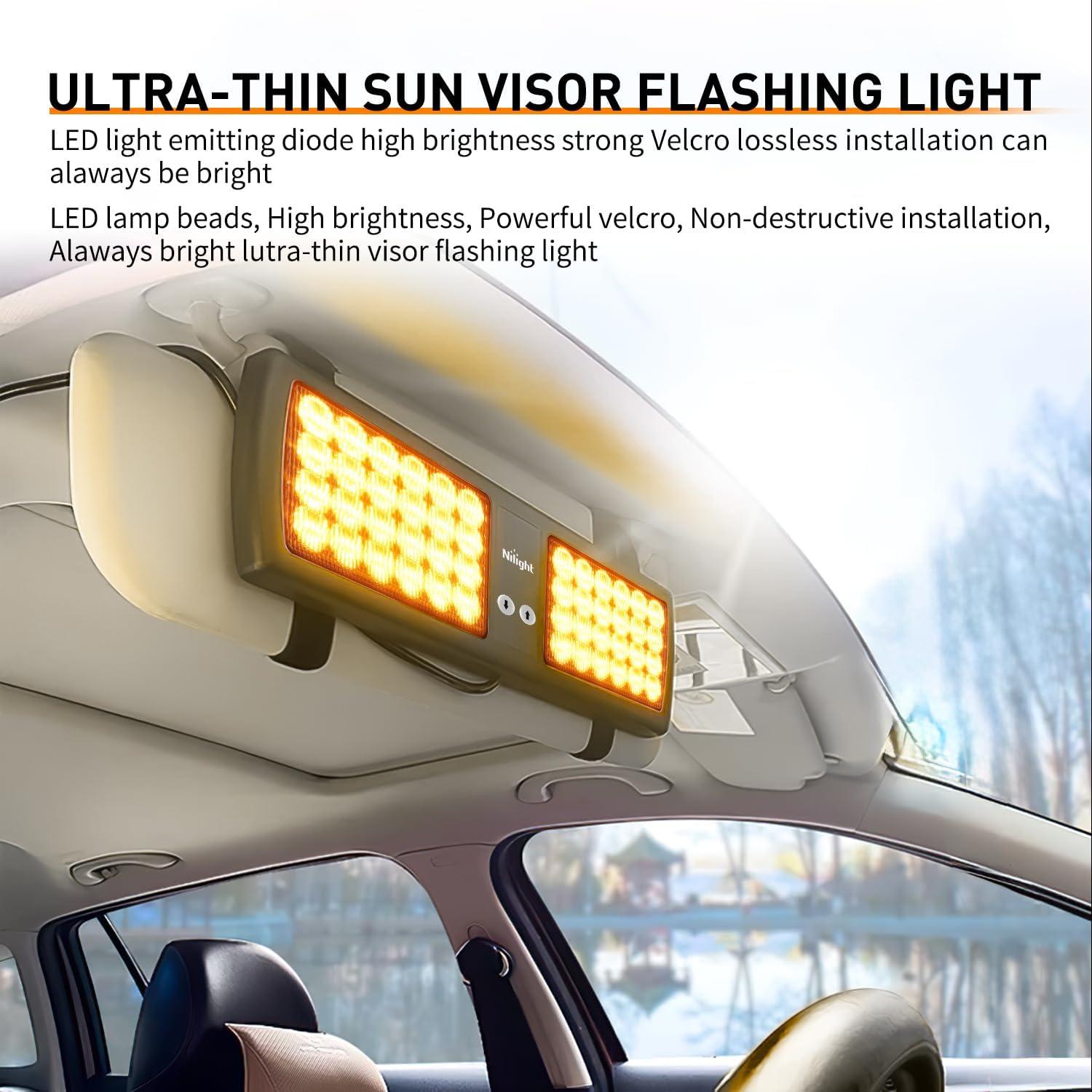 imageNilight White 48LED Visor Strobe Lights Interior Windshield Emergency Warning Light Super Bright for Police Enforcement Firefighters Vehicle TrucksAmber