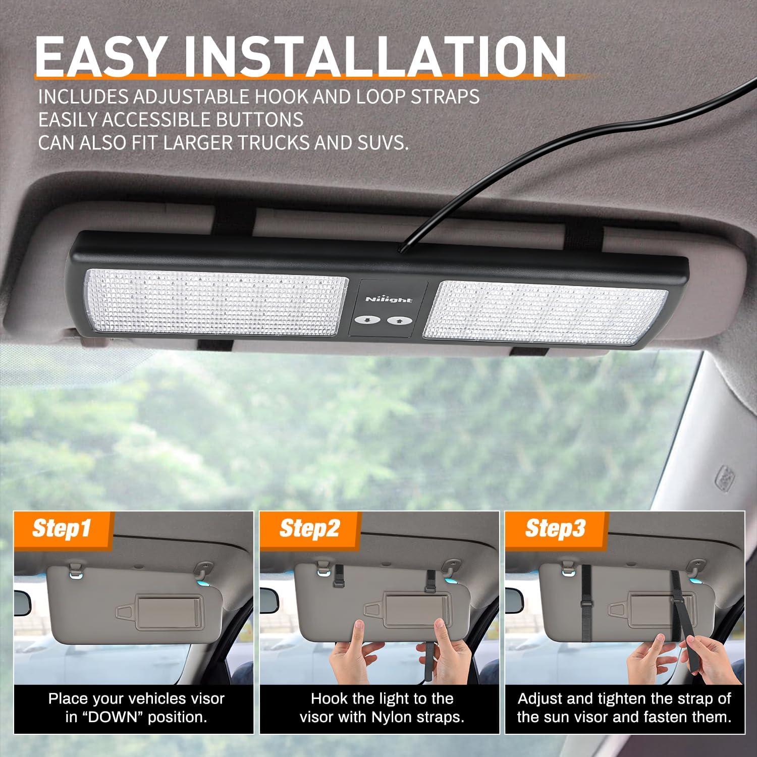 imageNilight White 48LED Visor Strobe Lights Interior Windshield Emergency Warning Light Super Bright for Police Enforcement Firefighters Vehicle TrucksAmber and White