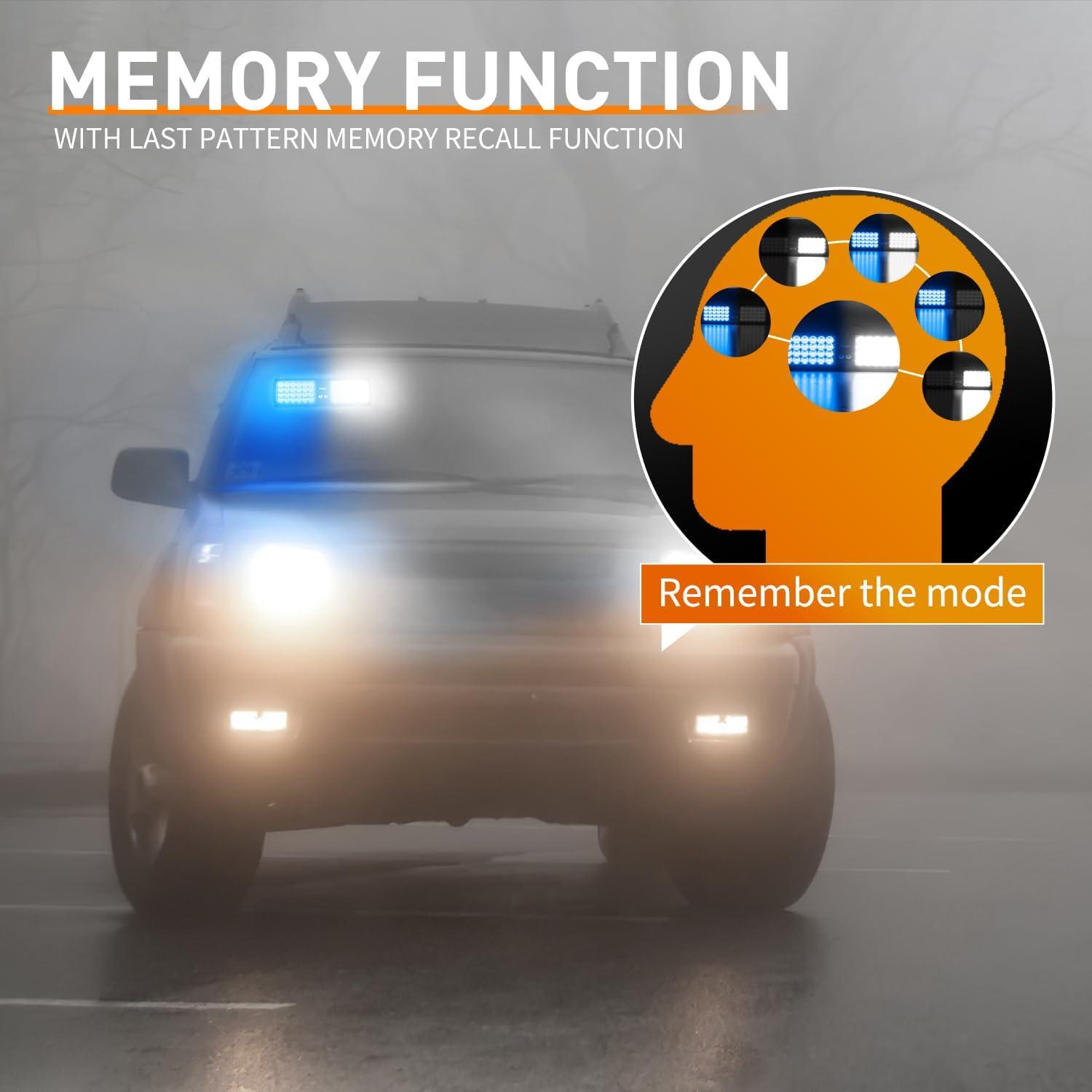 imageNilight White 48LED Visor Strobe Lights Interior Windshield Emergency Warning Light Super Bright for Police Enforcement Firefighters Vehicle TrucksBlue and White