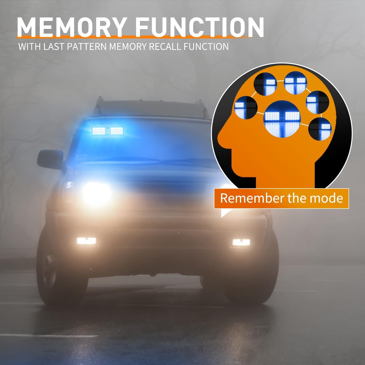 imageNilight White 48LED Visor Strobe Lights Interior Windshield Emergency Warning Light Super Bright for Police Enforcement Firefighters Vehicle TrucksBlue