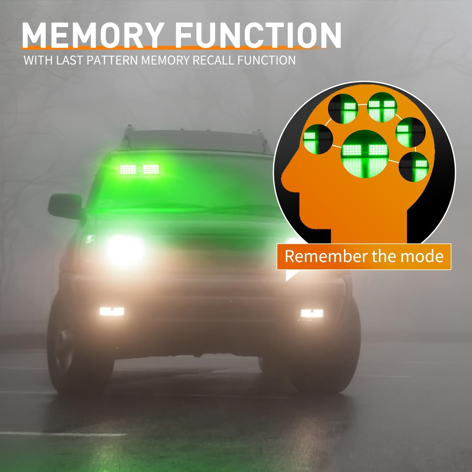 imageNilight White 48LED Visor Strobe Lights Interior Windshield Emergency Warning Light Super Bright for Police Enforcement Firefighters Vehicle TrucksGreen