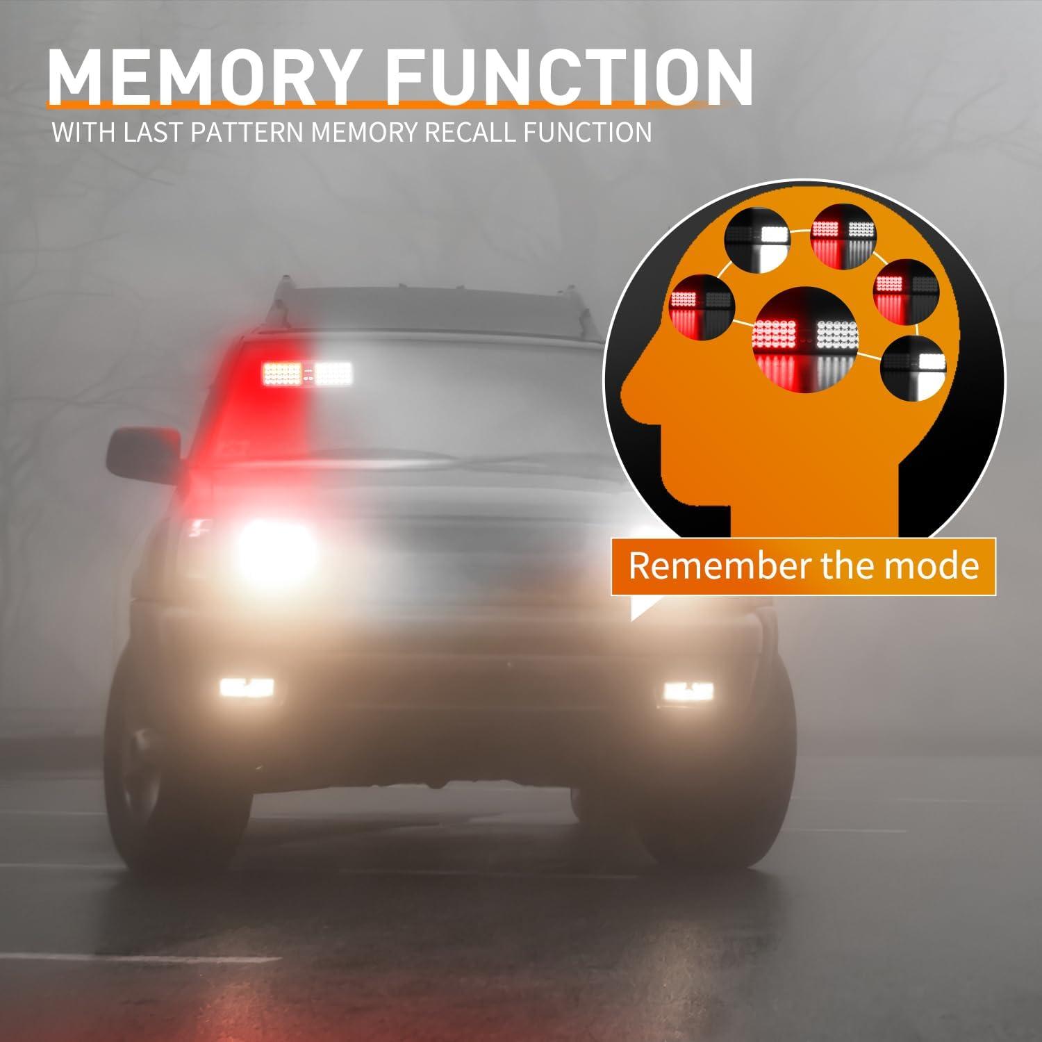 imageNilight White 48LED Visor Strobe Lights Interior Windshield Emergency Warning Light Super Bright for Police Enforcement Firefighters Vehicle TrucksRed and White