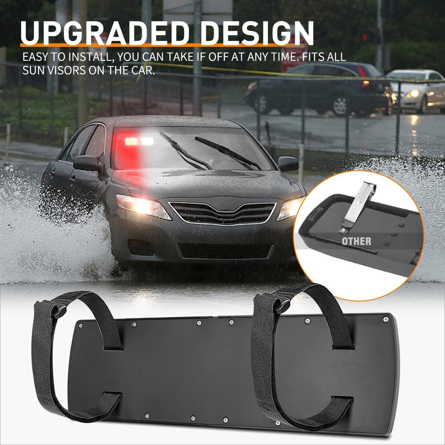 imageNilight White 48LED Visor Strobe Lights Interior Windshield Emergency Warning Light Super Bright for Police Enforcement Firefighters Vehicle TrucksRed and White