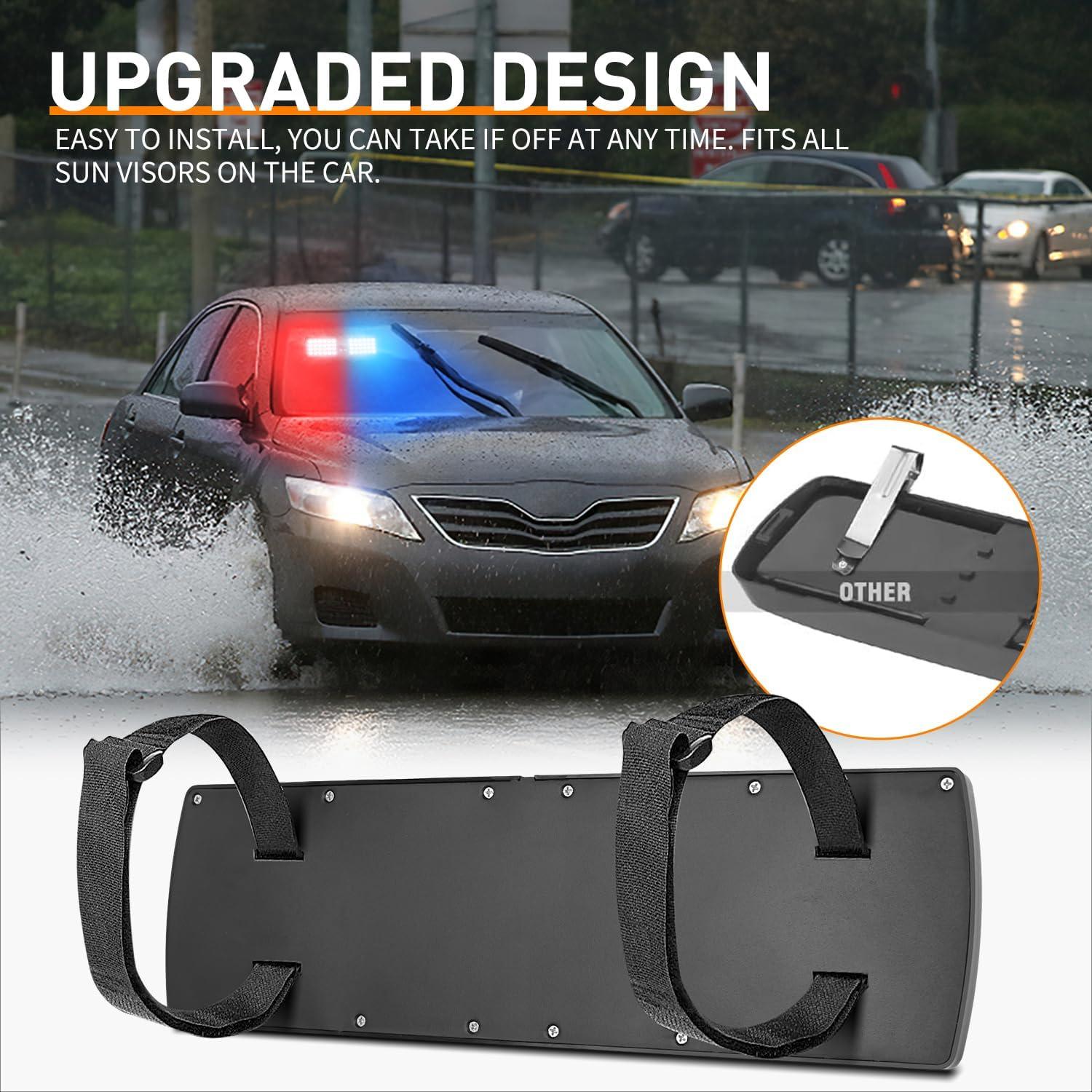 imageNilight White 48LED Visor Strobe Lights Interior Windshield Emergency Warning Light Super Bright for Police Enforcement Firefighters Vehicle TrucksRed and Blue