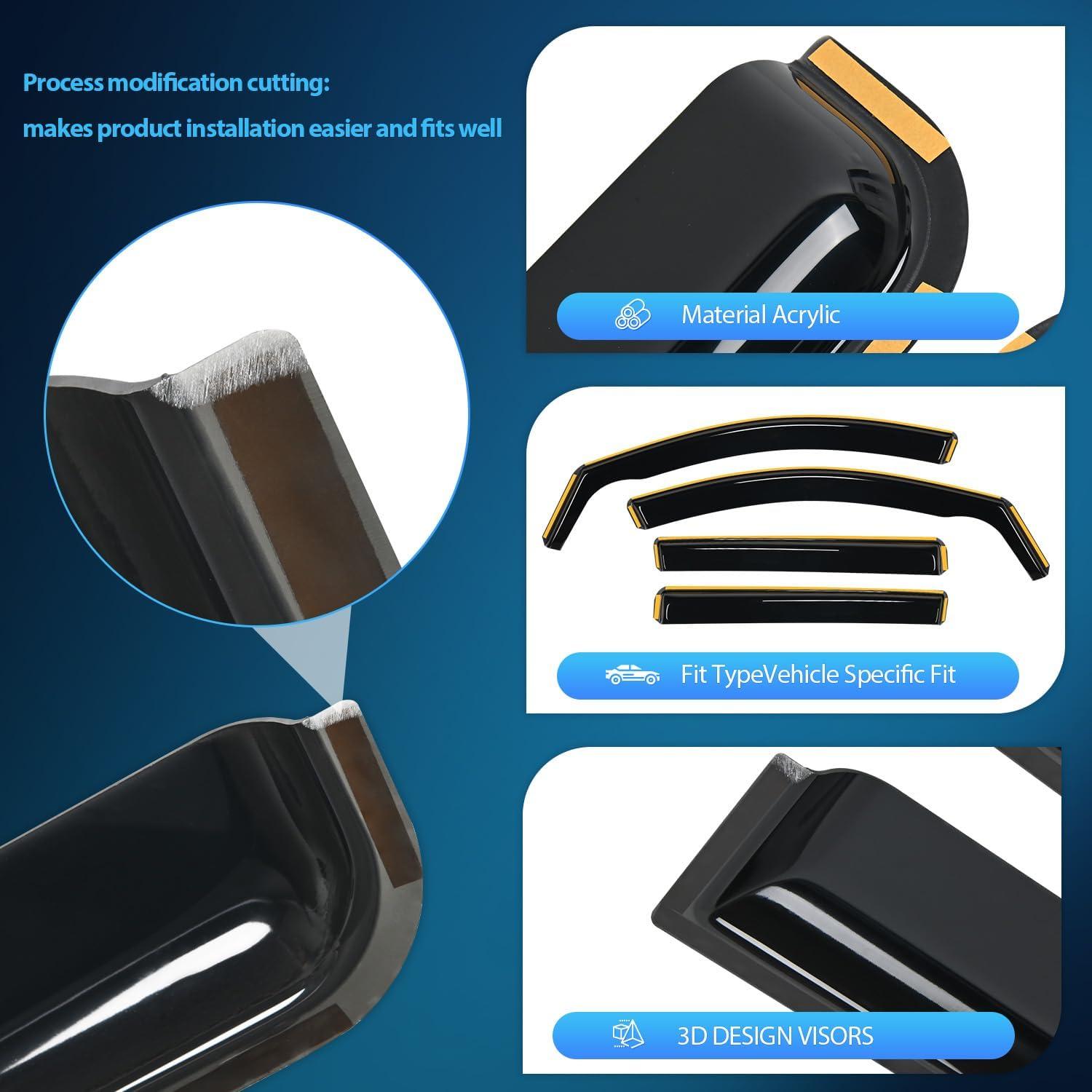 imageNilight Window Visor Compatible with GMC Terrain 2018 2019 2020 2021 2022 2023 2024 Vent Window VisorsRain Guards Acrylic4pcs