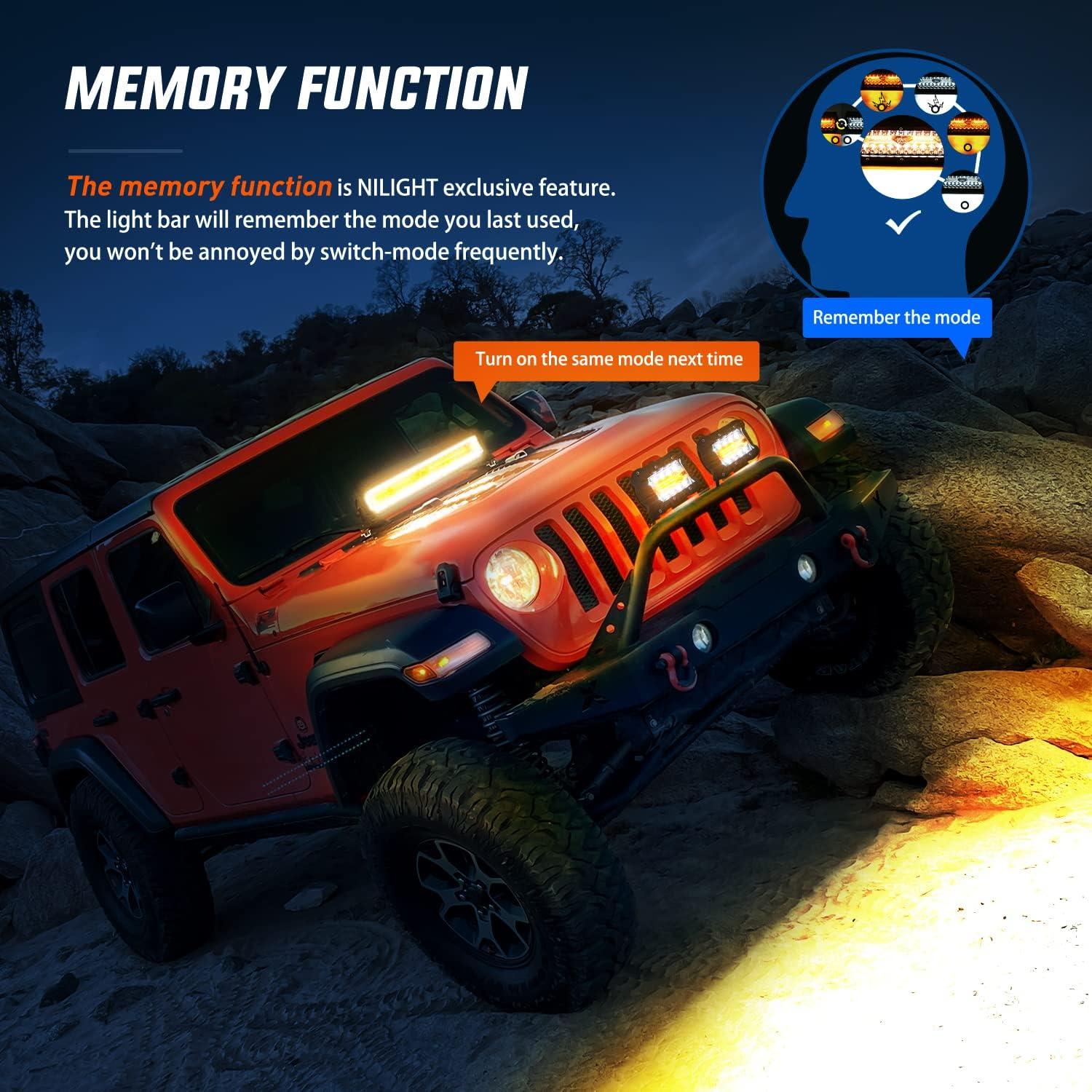 imageNilight ZH409 20 Inch 420W Triple Row Flood Spot Combo 42000LM LED Light Bar with Heavy Duty OffRoad Wiring Harness 2 Years Warranty WhiteAmber White 6 Modes