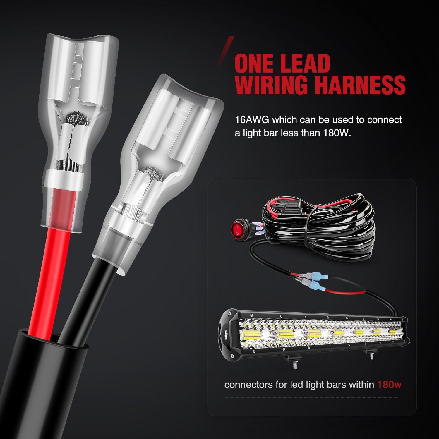 imageNilight ZH409 20 Inch 420W Triple Row Flood Spot Combo 42000LM LED Light Bar with Heavy Duty OffRoad Wiring Harness 2 Years Warranty WhiteYellow