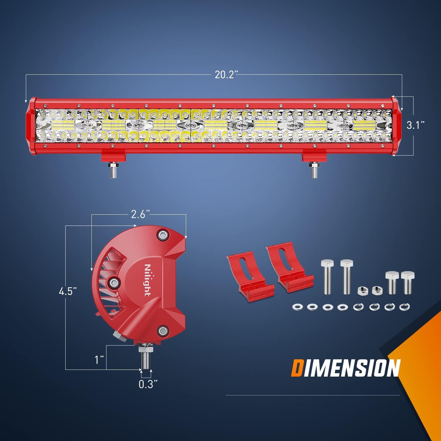 imageNilight ZH409 20 Inch 420W Triple Row Flood Spot Combo 42000LM LED Light Bar with Heavy Duty OffRoad Wiring Harness 2 Years Warranty Whitered shell