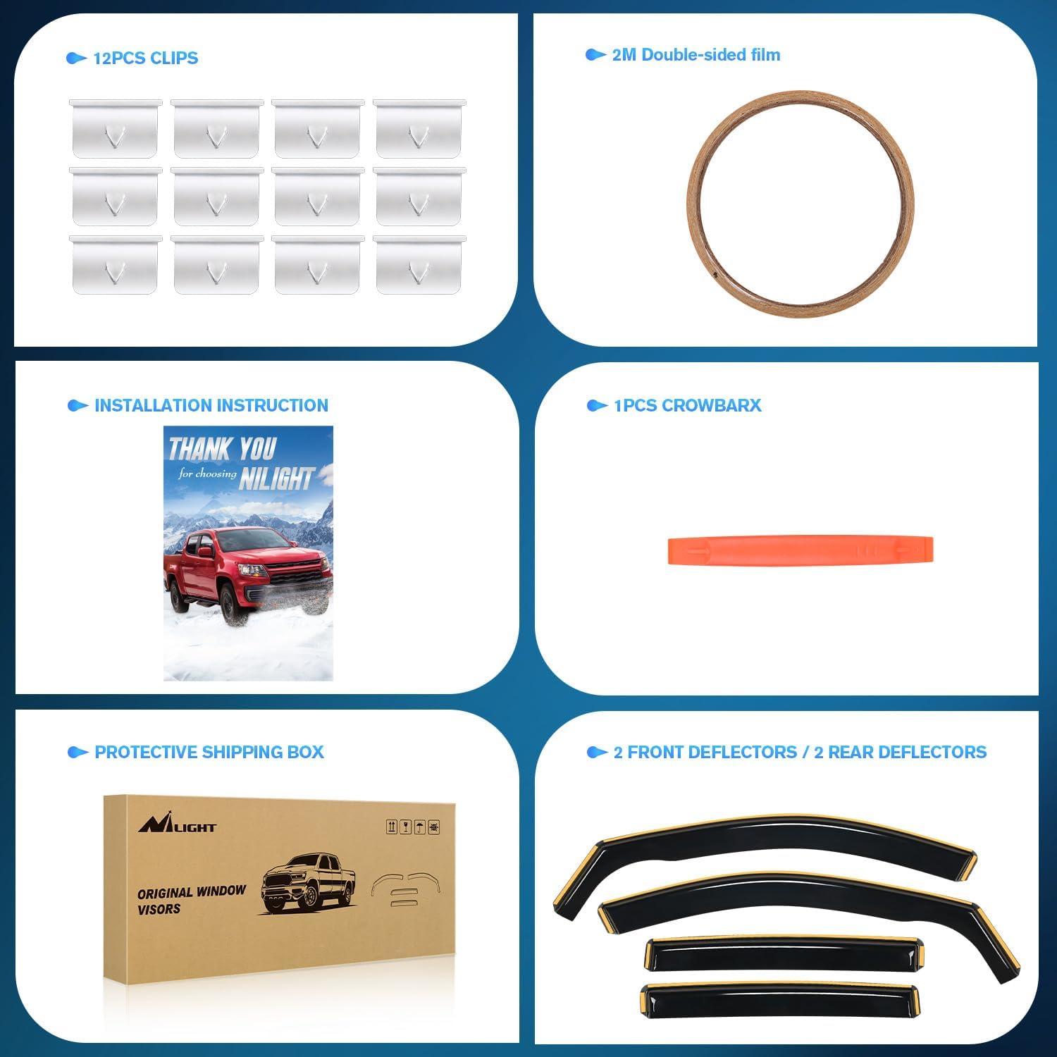 imageNilight in Channel Durable Rain Guards for Toyota RAV4 2019 2020 2021 2022 2023 2024 2025 Window DeflectorsVent Window Visors 4PCS