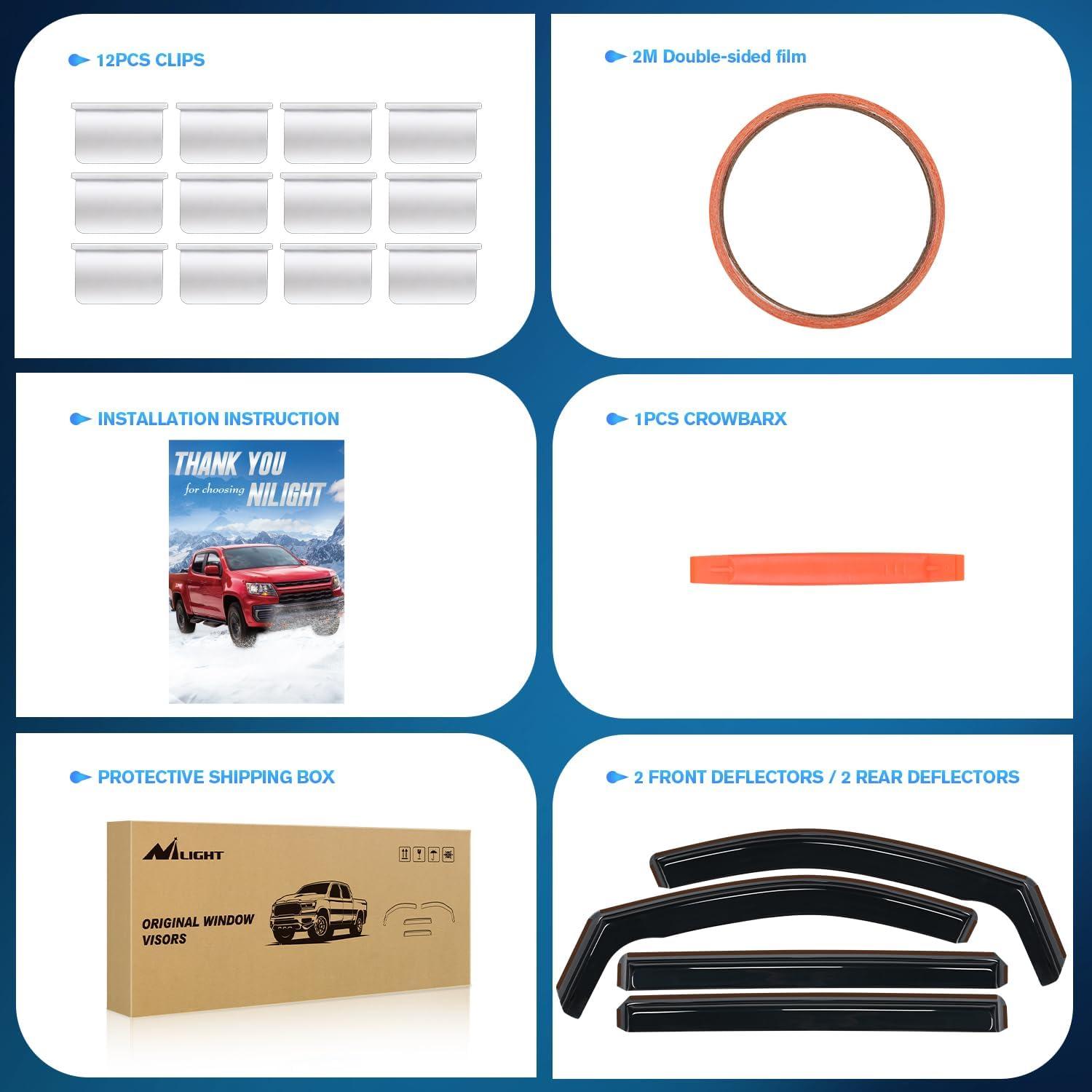 imageNilight in Channel Rain Guards for Jeep Grand Cherokee 2011 2012 2013 2014 2015 2016 2017 2018 2019 2020 Vent Window Visors4pcsGrand Caravan 20082023