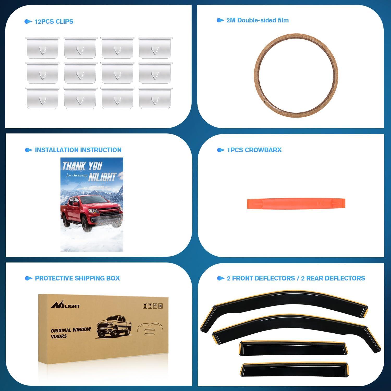 imageNilight in Channel Rain Guards for Jeep Grand Cherokee 2011 2012 2013 2014 2015 2016 2017 2018 2019 2020 Vent Window Visors4pcsGrand Cherokee 20112020